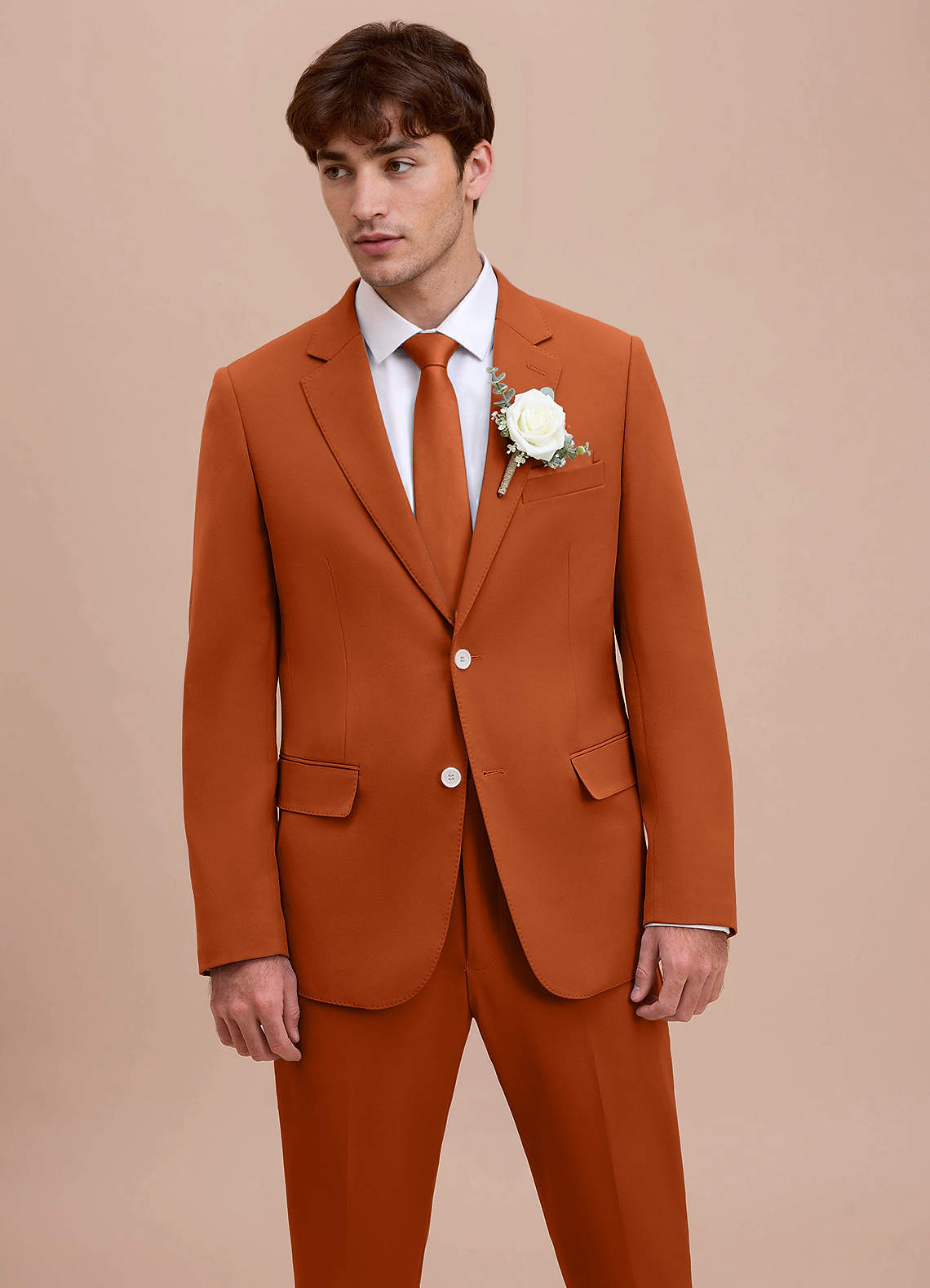 front Ethan Naranja Quemada Chaqueta de traje de tejido refinado