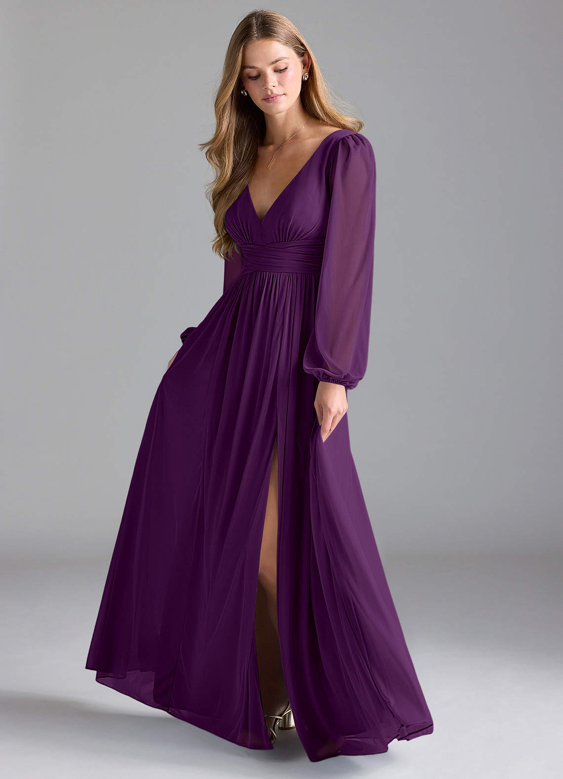 Azazie Norah Robes de demoiselle d'honneur Robe Trapèze en Maille Grain De Raisin image1