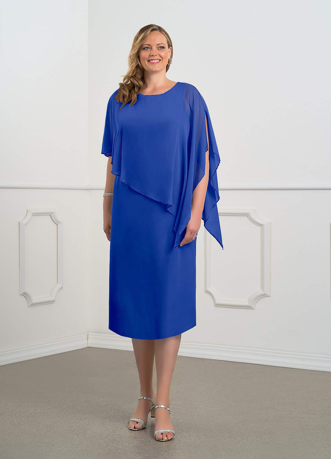 Azazie Sparrow Mère de la mariée Robes Robe Fourreau en Mousseline de soie Paillettes Bleu Roi image1