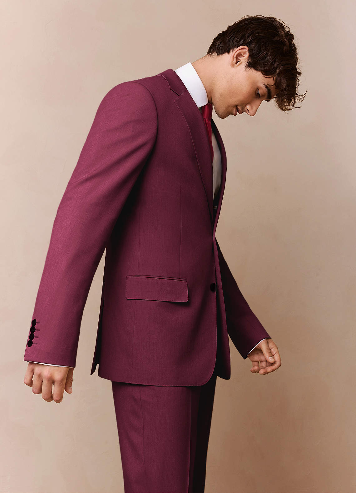 front James Burgundy Structured Stretch Suit Jacket