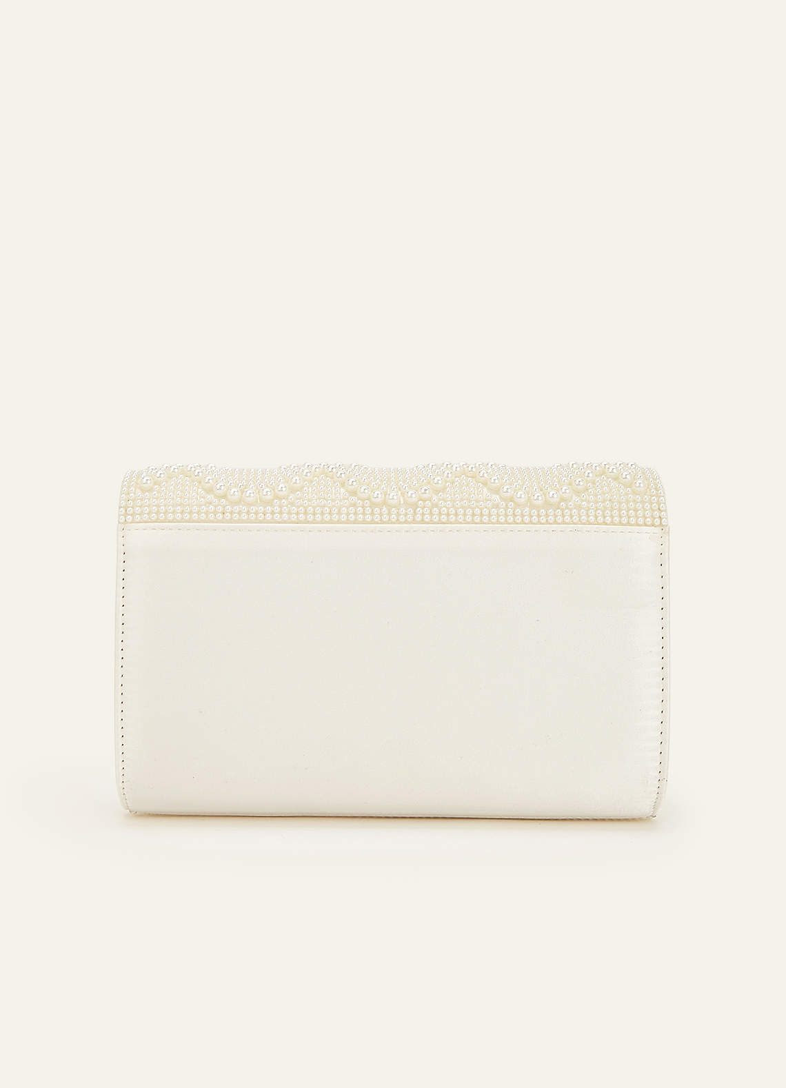 front Scalloped Pearl Embellished Envelope Clutch