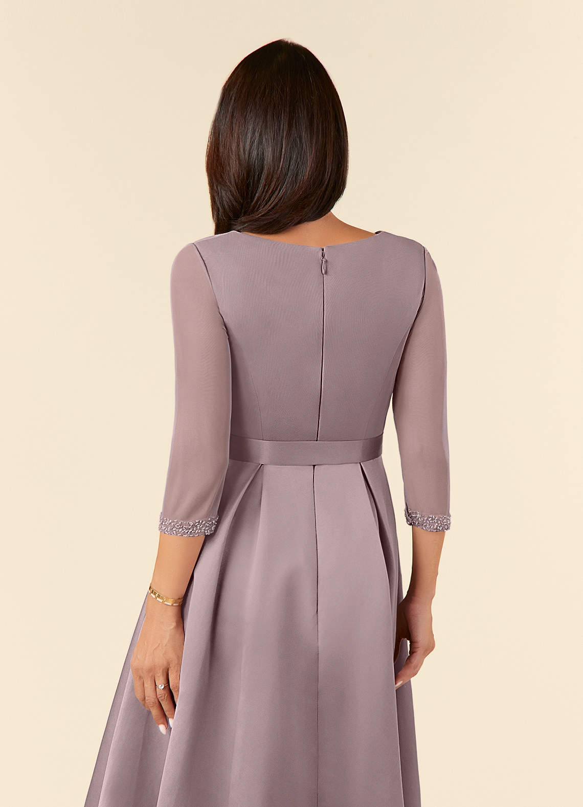 Azazie Maritza Mother of the Bride Dresses Dusk A-Line Pleated Matte Satin Dress image4