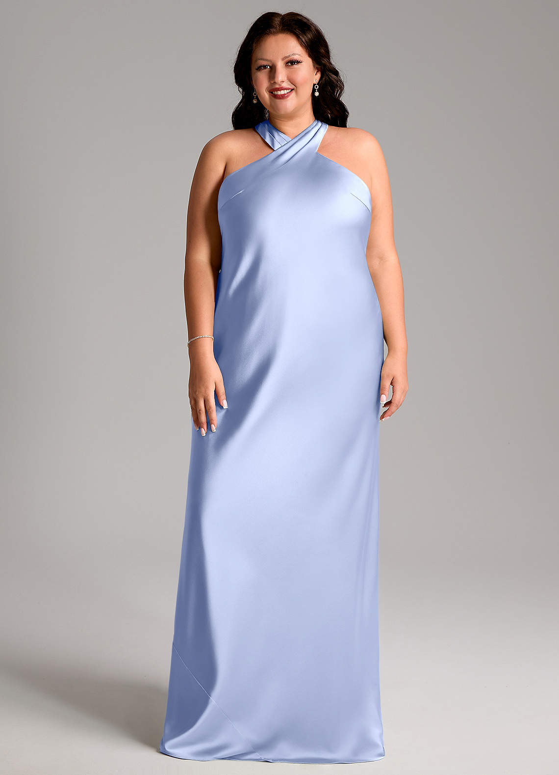 Azazie Doretta Bridesmaid Dresses Ice Mermaid Pleated Stretch Satin Dress image5