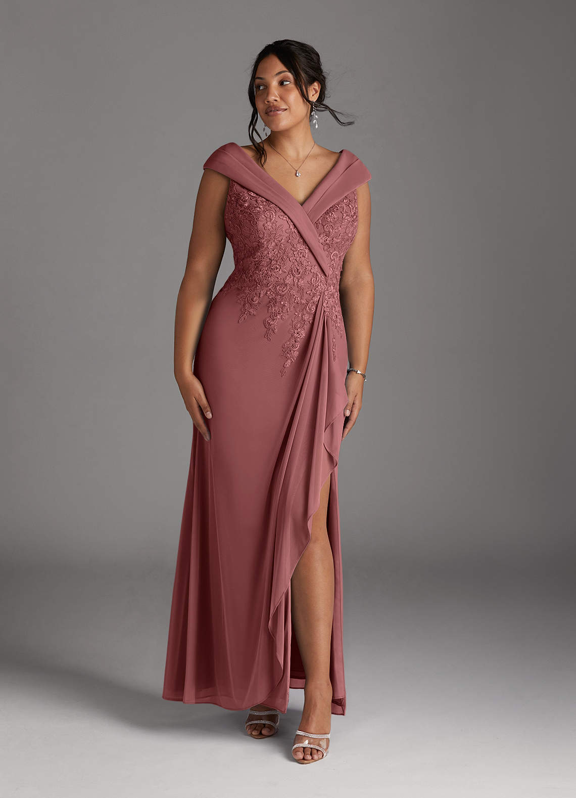 Azazie Calathea Mother of the Bride Dresses Desert Rose A-Line Lace Dress image1