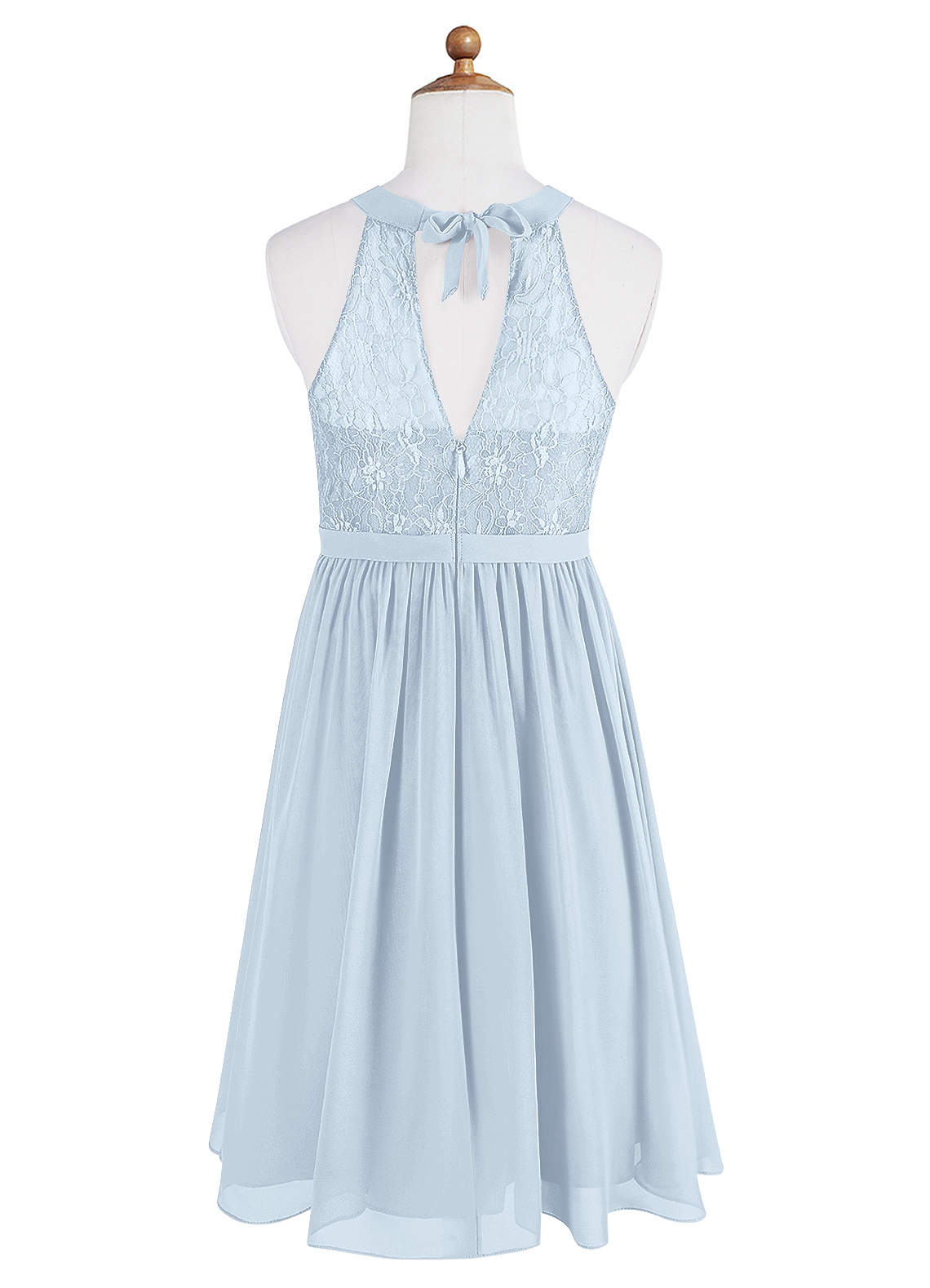 Azazie Andalise A-Line Lace Chiffon Mini Junior Bridesmaid Dress image1