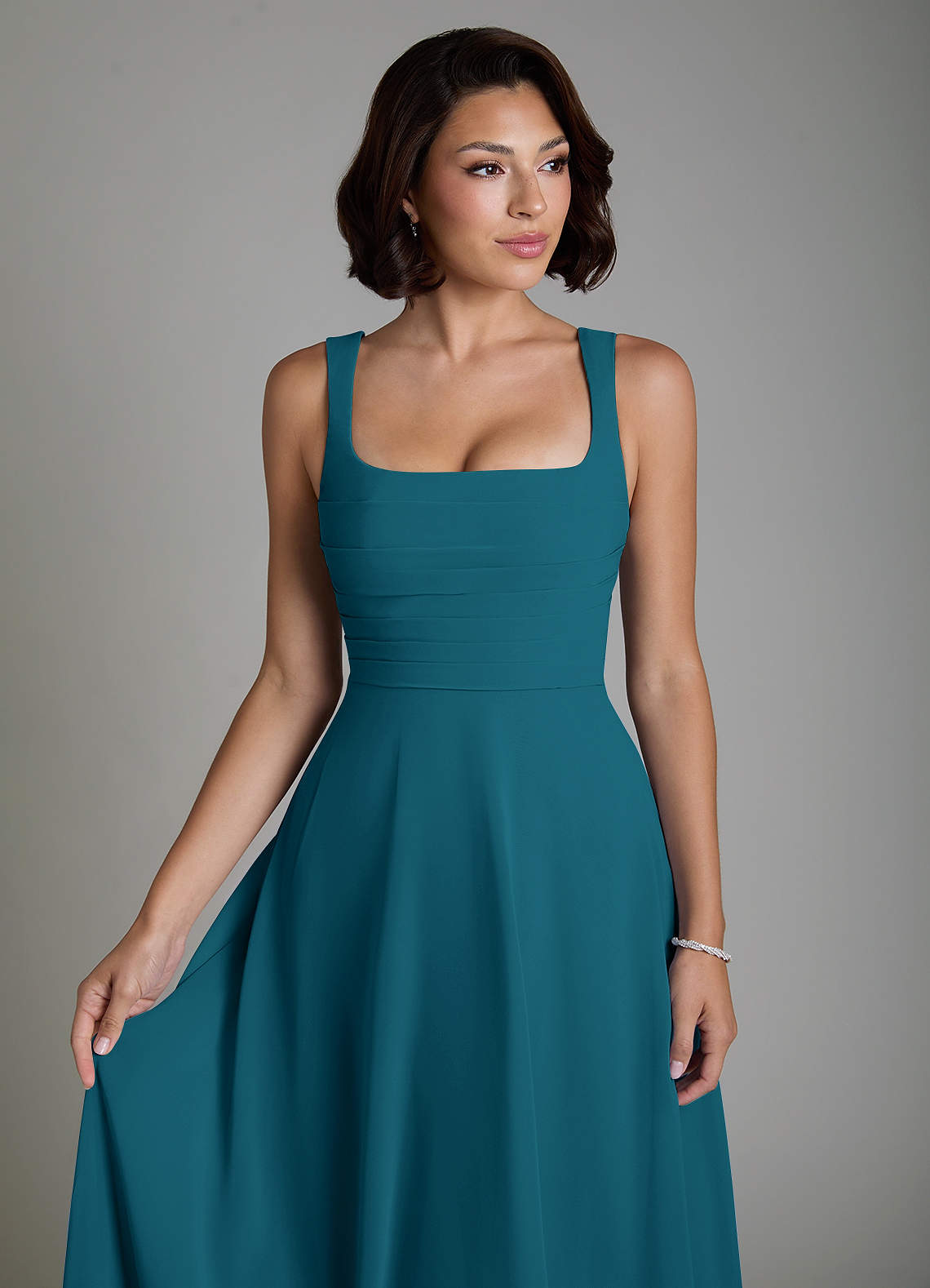 Azazie Azaria Ink Blue Chiffon Bridesmaid Dresses