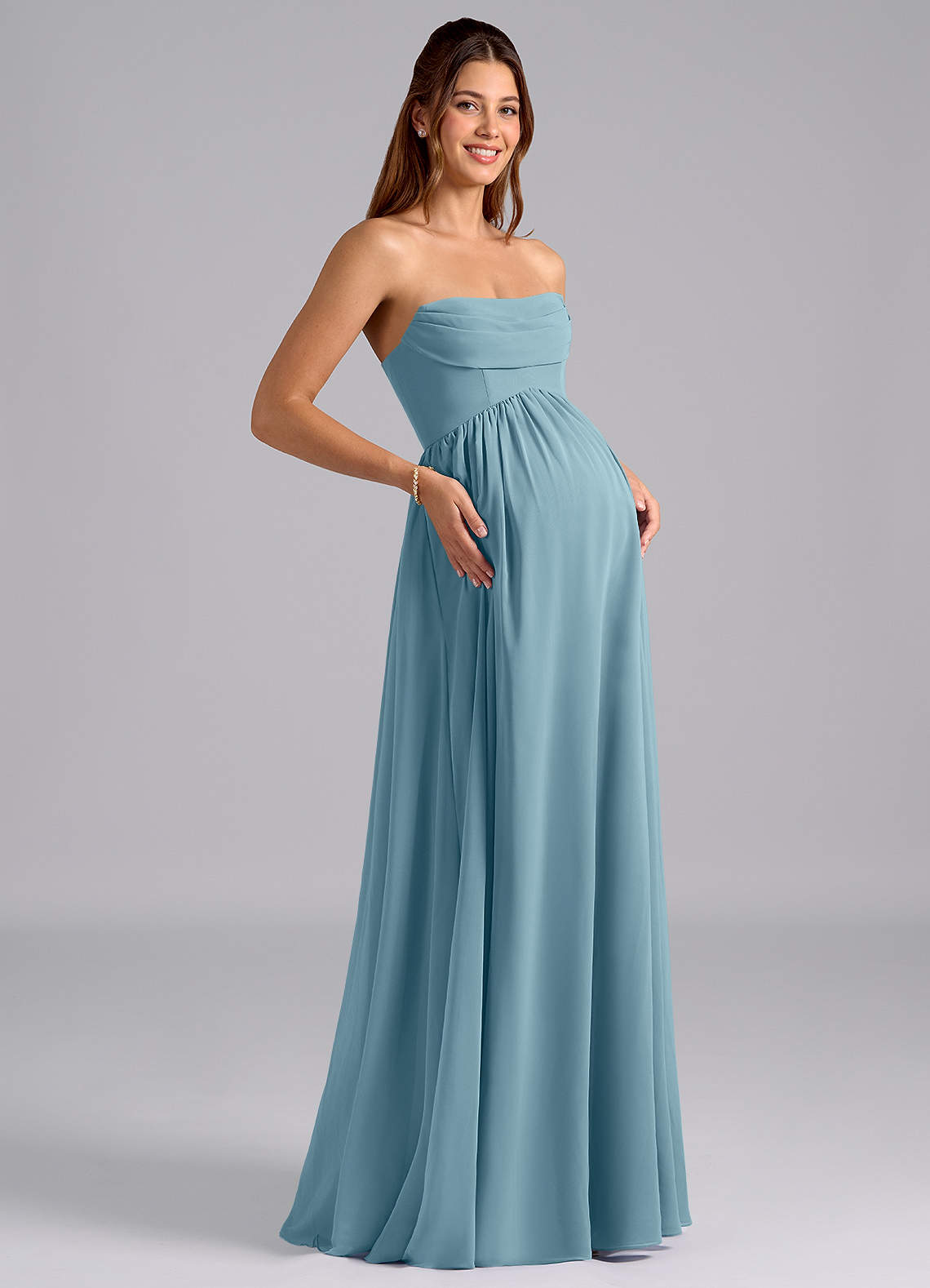 Azazie Saige Maternity Bridesmaid Dresses A-Line Pleated Chiffon Floor-Length Dress image7