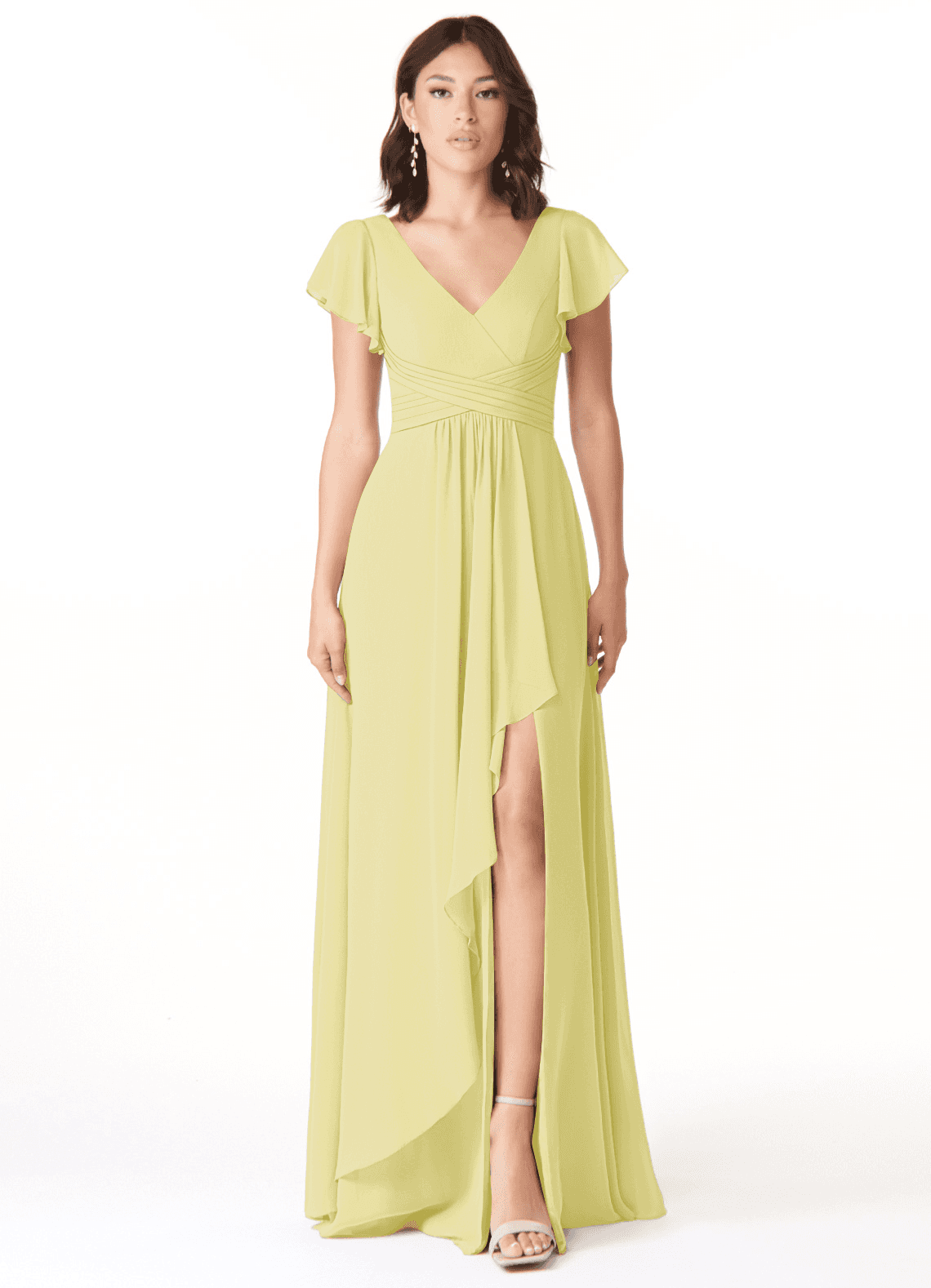 Azazie Omari Bridesmaid Dresses Lemon Sorbet A-Line Chiffon Dress image1