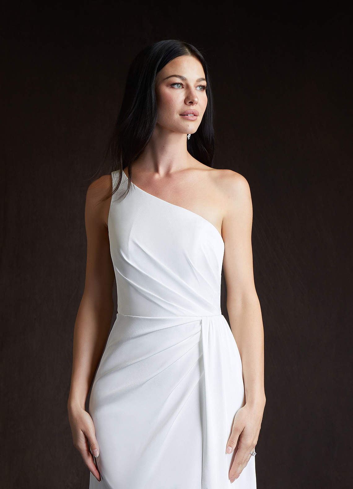 crepe-back satin one-shoulder bridesmaid dress One Shoulder Bridesmaid Dresses | Asymmetric Styles