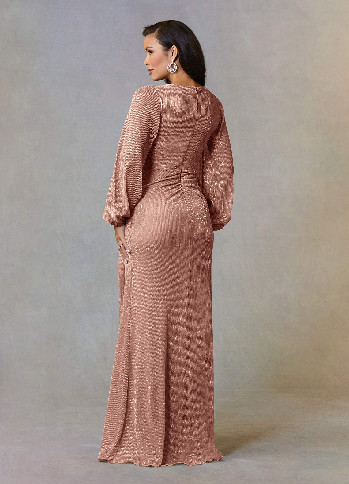 Azazie Sterling Mère de la mariée Robes Robe Trapèze en Maille métallique Rayé Or Rose image2