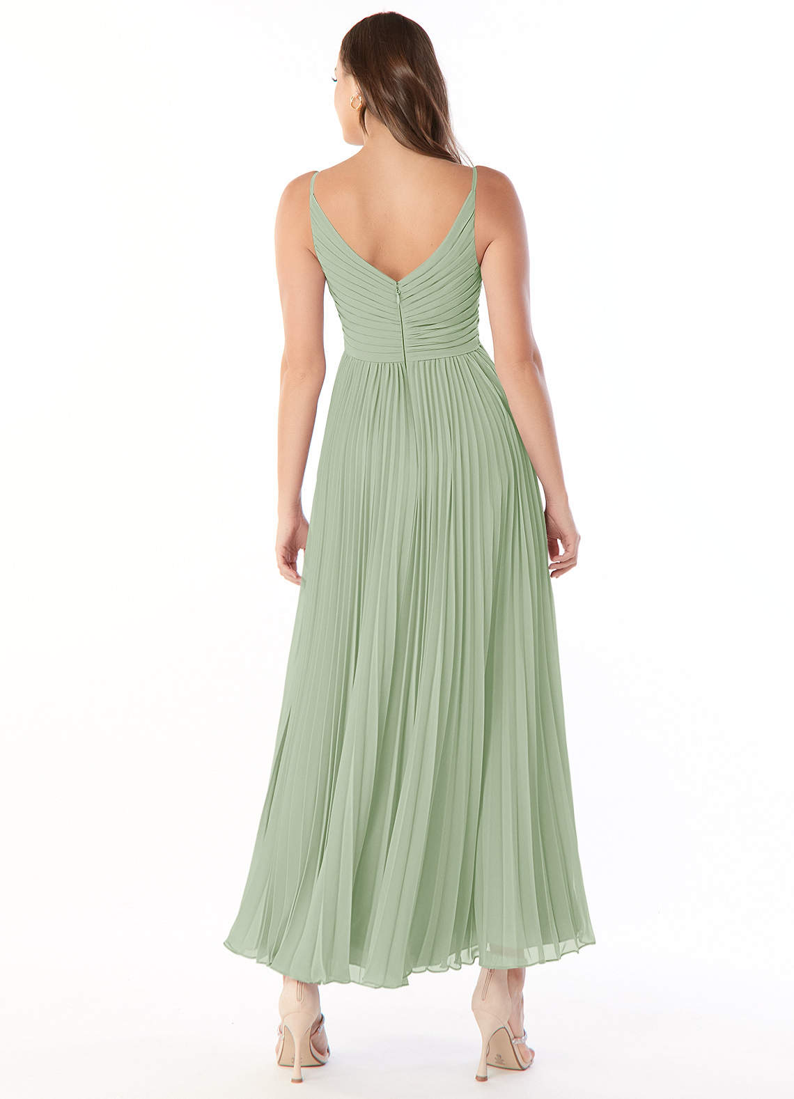 Azazie Raychelle Bridesmaid Dresses Dusty Sage A-Line V-Neck Chiffon Dress image1