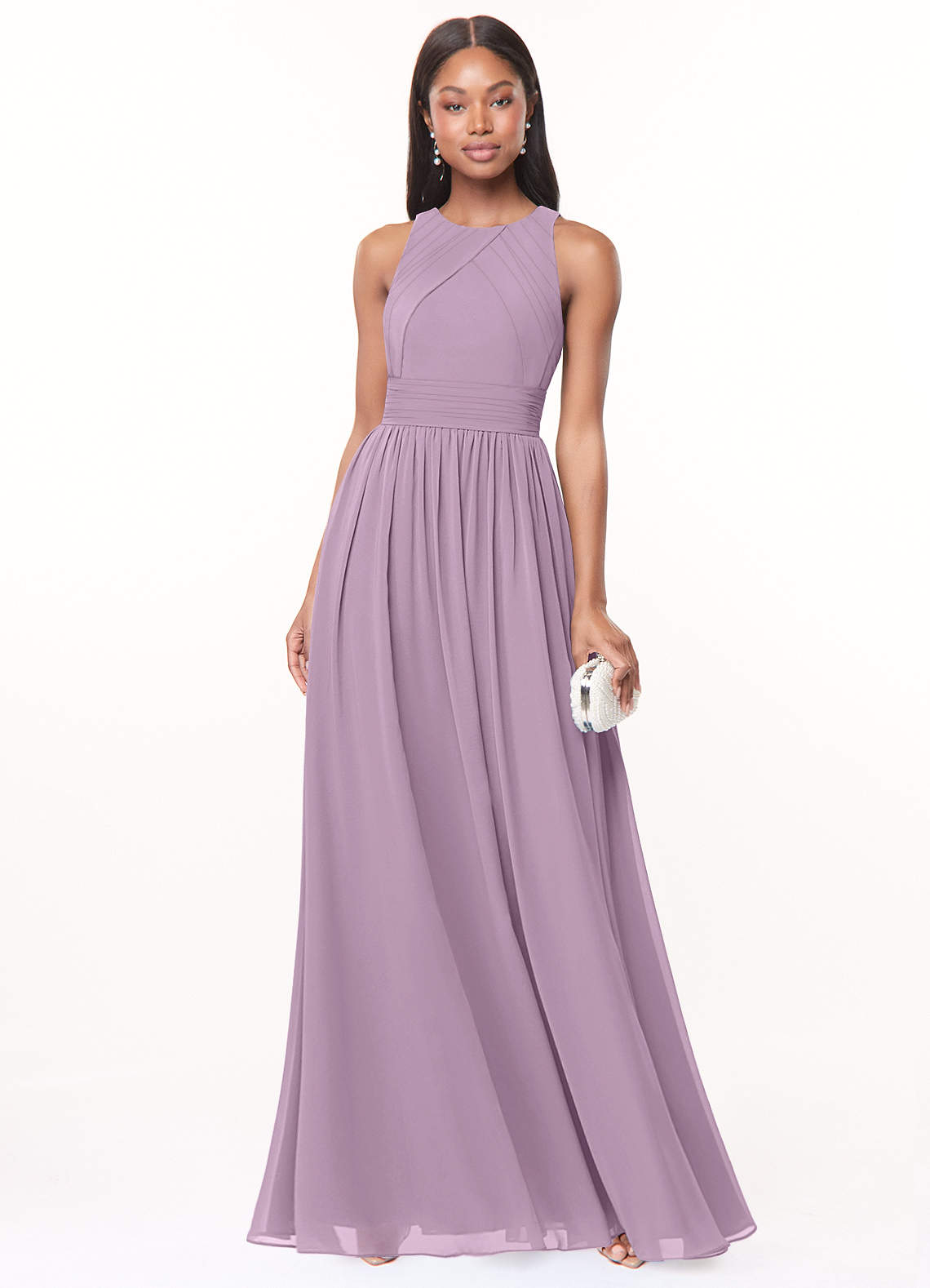 Azazie Harper Bridesmaid Dresses Wisteria A-Line Pleated Chiffon Dress image1