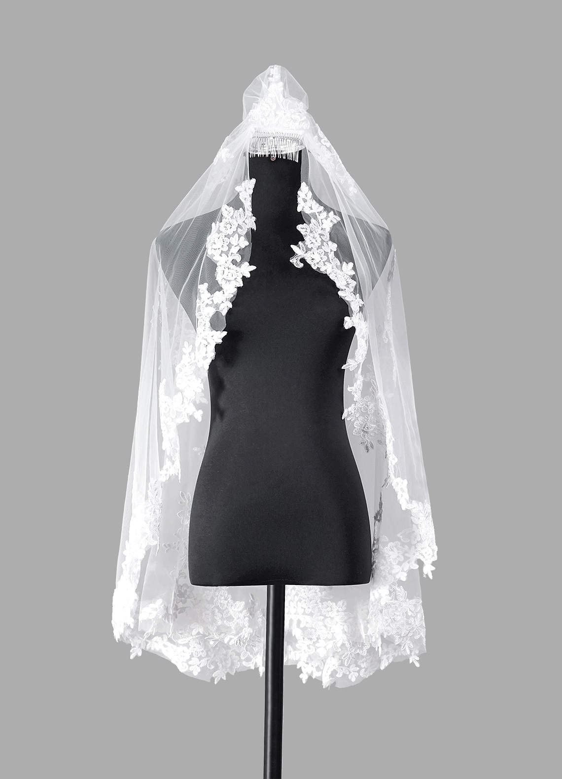 front Diamond and Lace Hip Veil