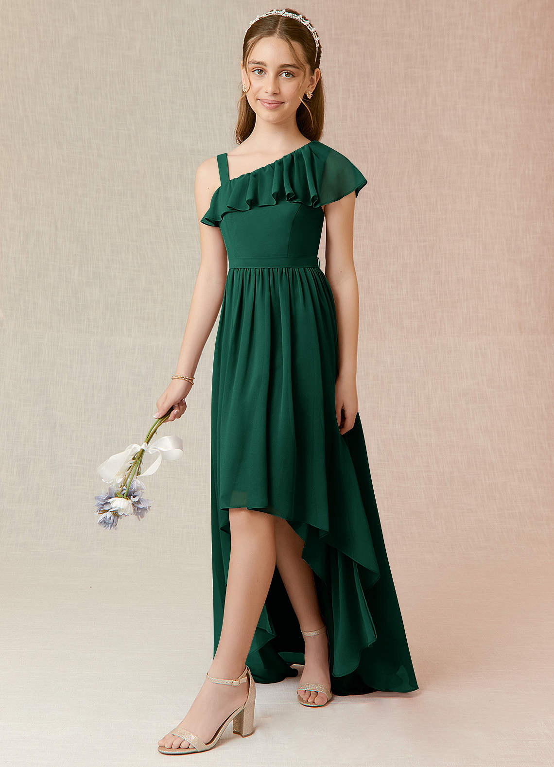 mango green ruffle dress Asymmetrical ruffle dress
