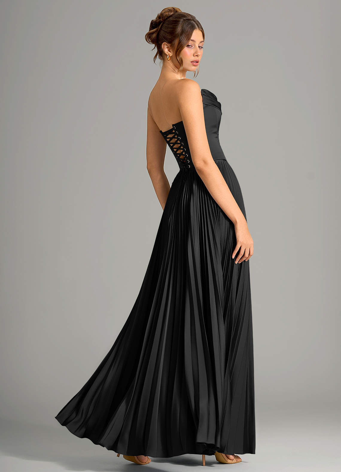 Azazie Saedra Ready to Ship Black Stretch Satin Bridesmaid Dresses