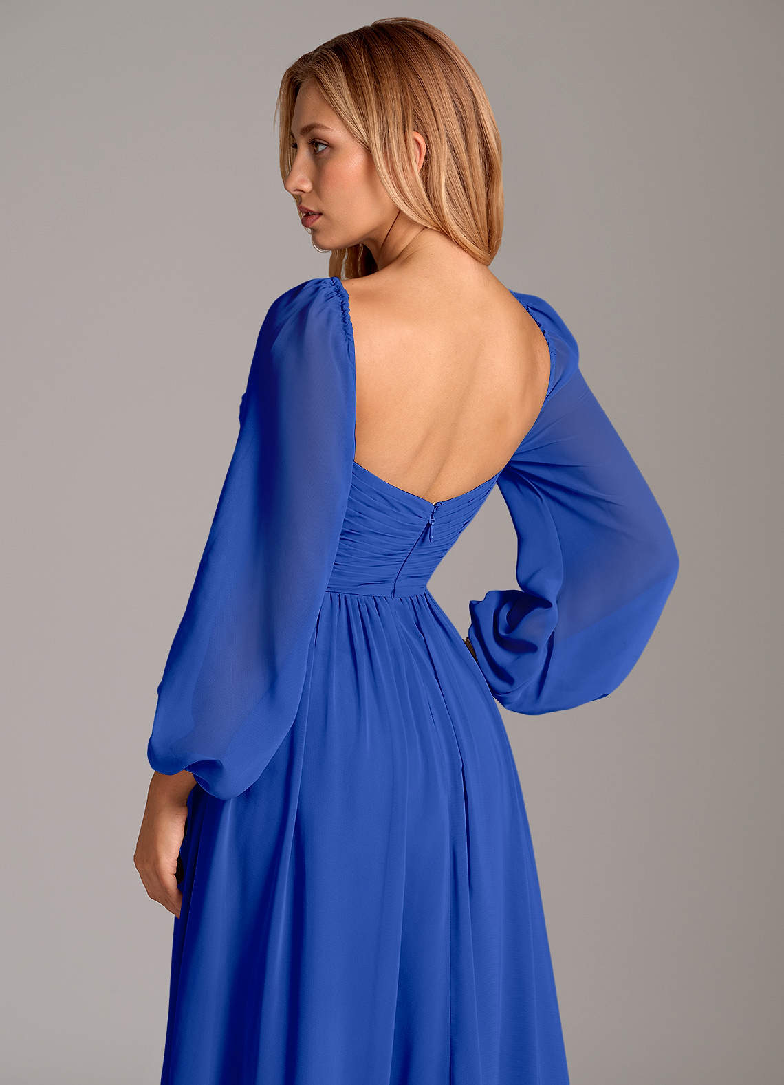 floor length long sleeve sequin dress Long Sleeve Cross Over Floor-Length Evening Dress