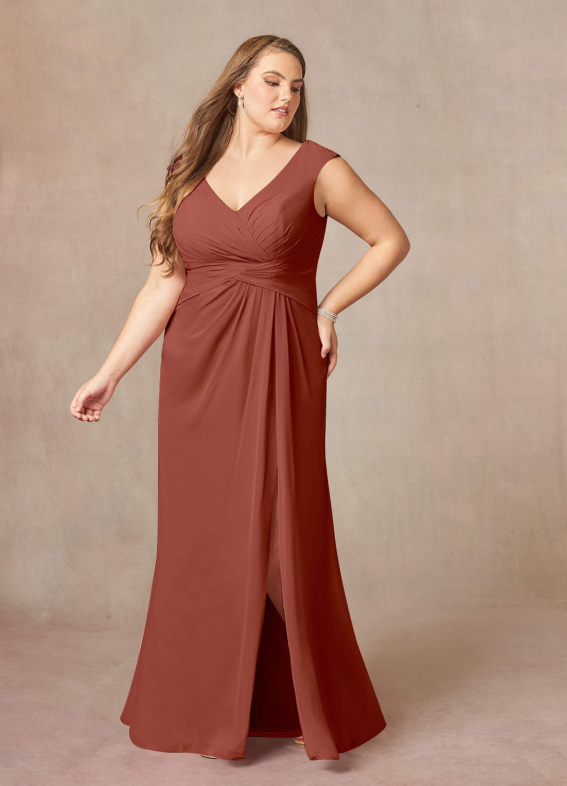 Azazie Sally Black A-Line V-Neck Pleated Chiffon Dress Ready to