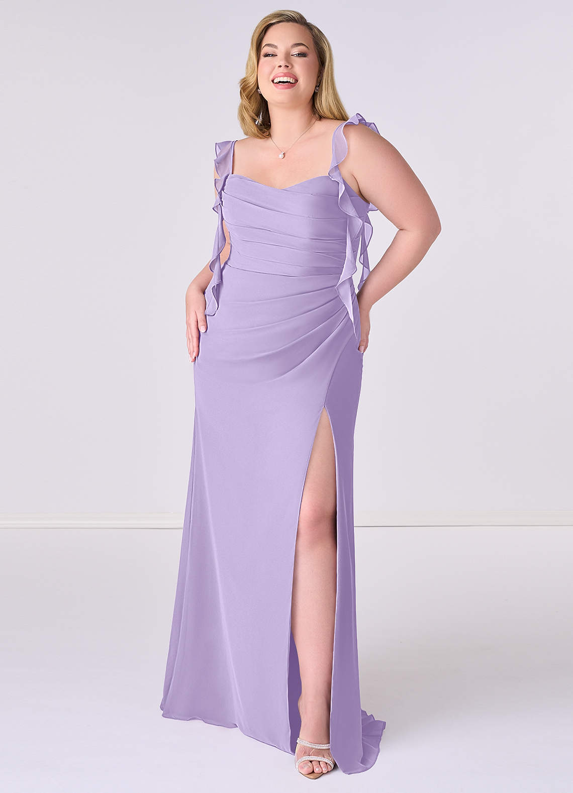 Barbie ♥ Azazie Bridesmaid Dresses Lilac Mermaid Corset Chiffon Dress image1