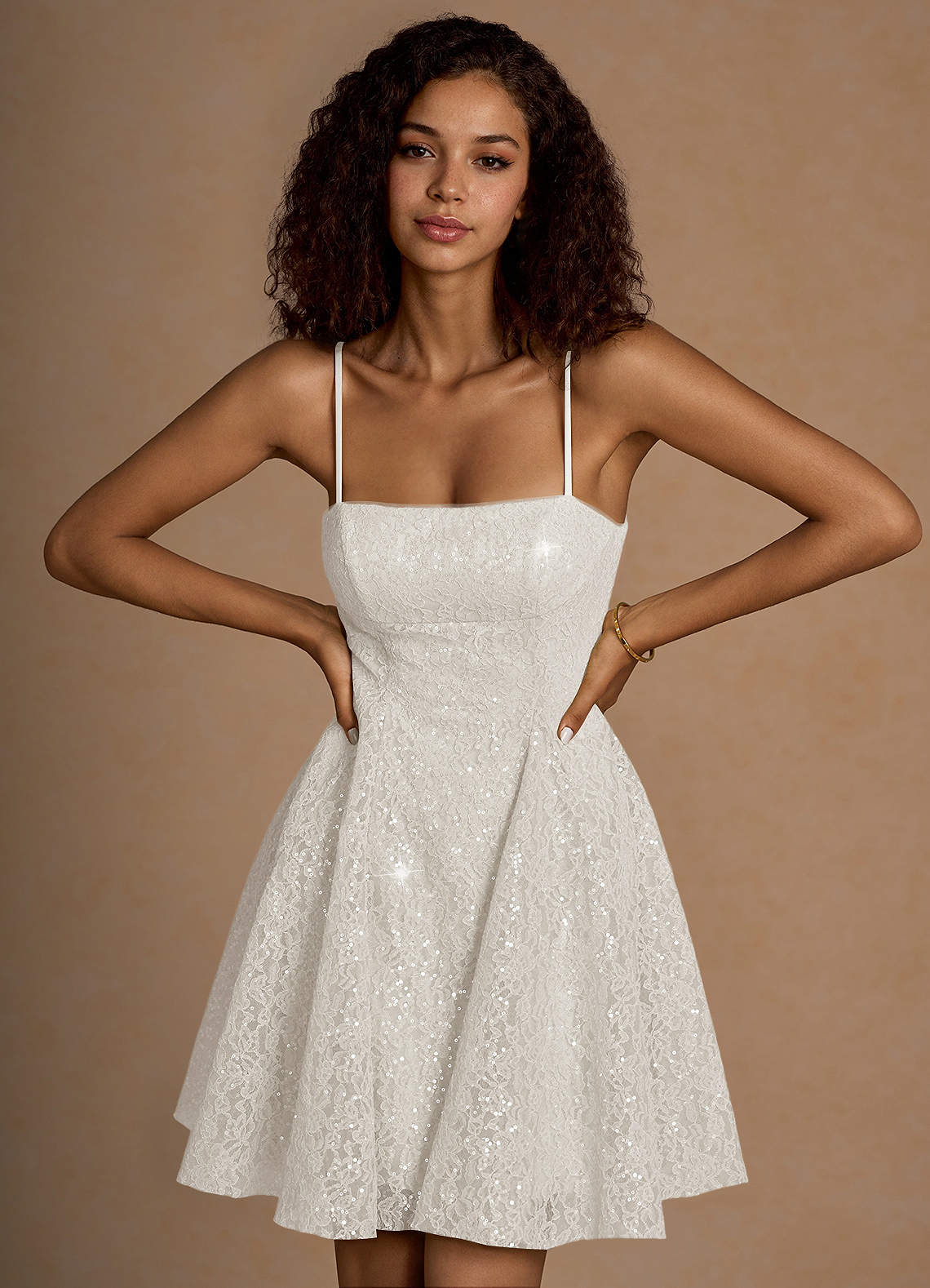 Xenia White Sequin Mini Dress image1