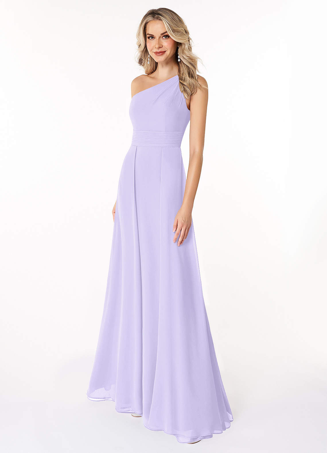 Azazie Dallas Bridesmaid Dresses Lilac A-Line One Shoulder Chiffon Dress image1