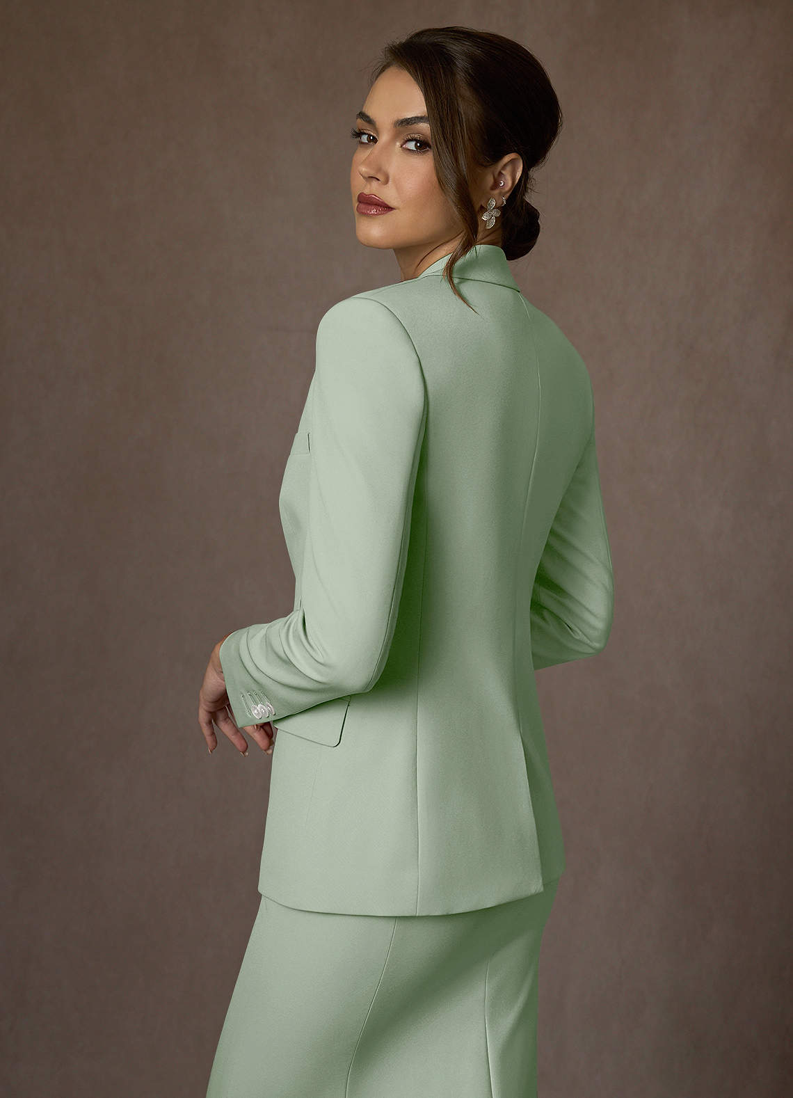 front Kennedy Dusty Sage Structured Stretch Dress