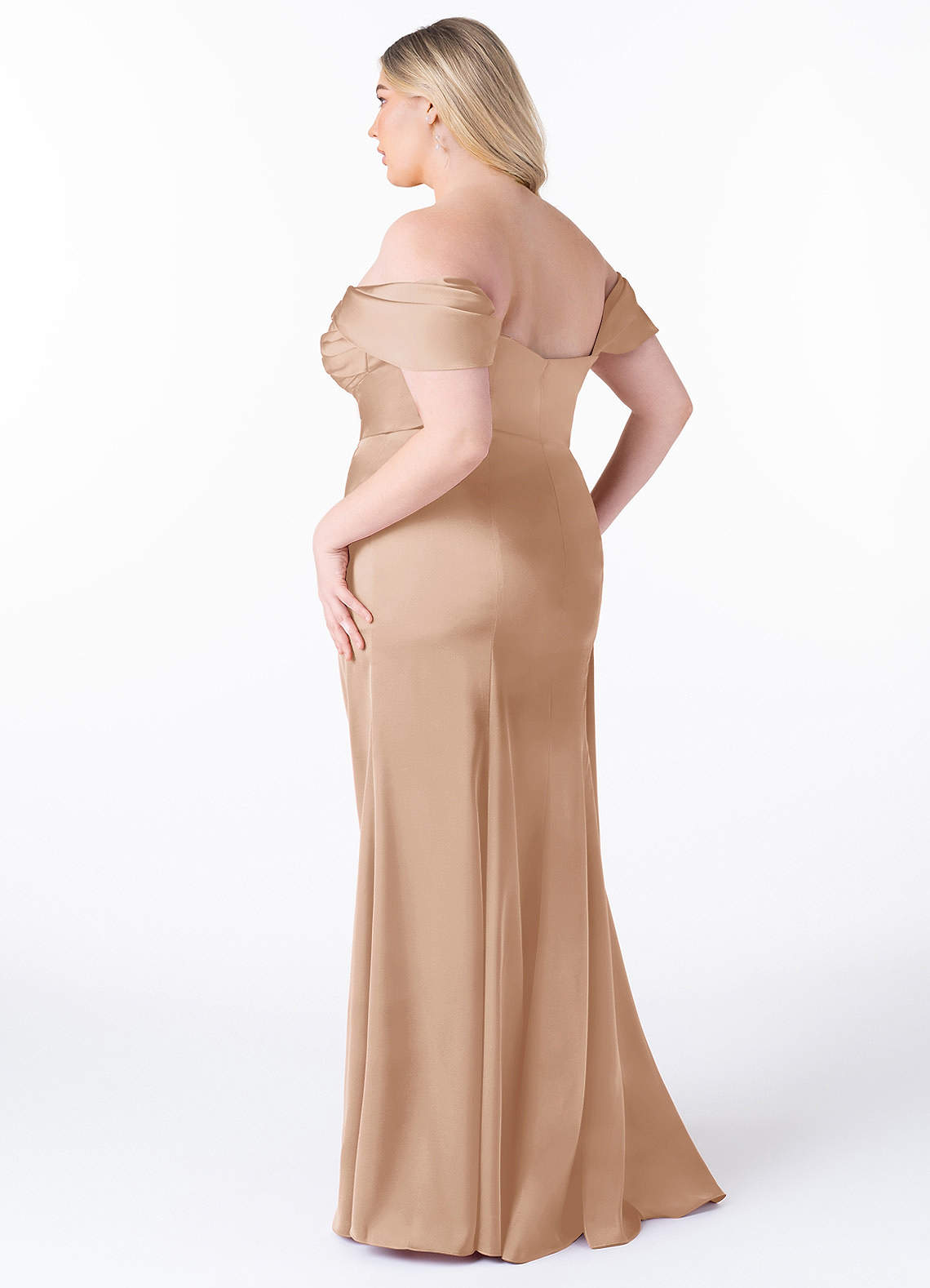 Azazie Amyra Bridesmaid Dresses English Rose Mermaid Off the Shoulder Stretch Satin Convertible Dress image12