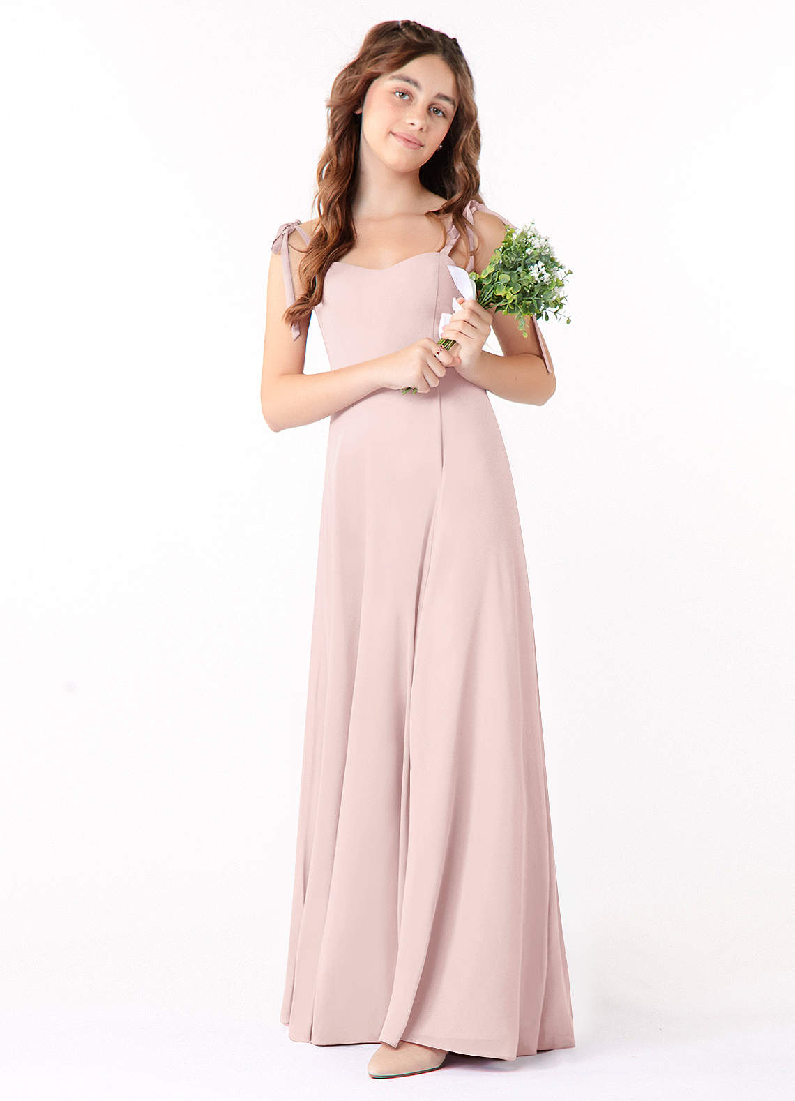 Azazie Rosey Junior Blushing Pink A-Line Sweetheart Neckline Chiffon Dress image1
