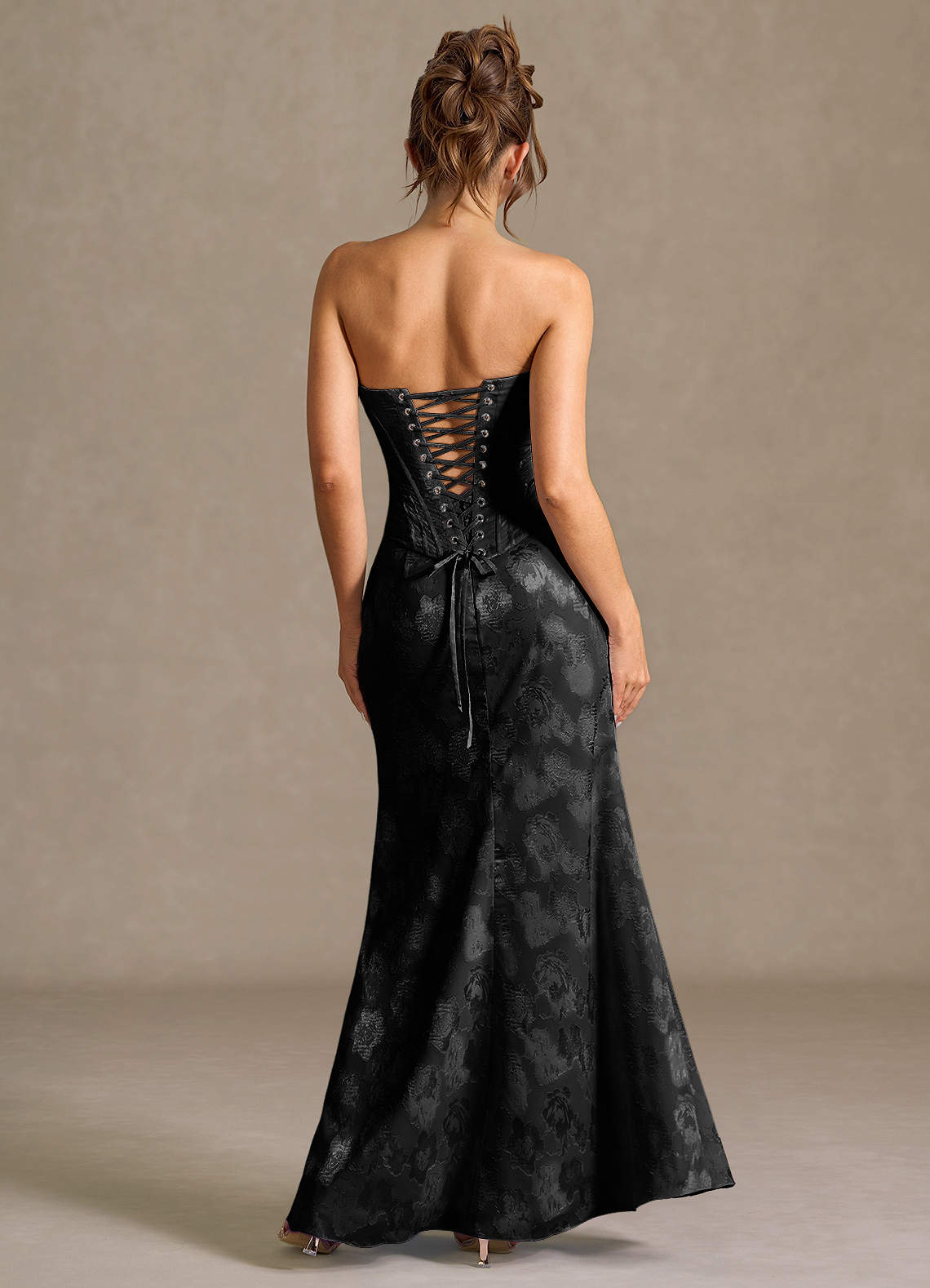 Azazie Plus Size Strapless Mermaid Floor-Length Maxi Wedding Guest Formal Dresses in Black Azazie Plus Size Strapless Mermaid Floor-Length Maxi Wedding Guest Formal Dresses in Black