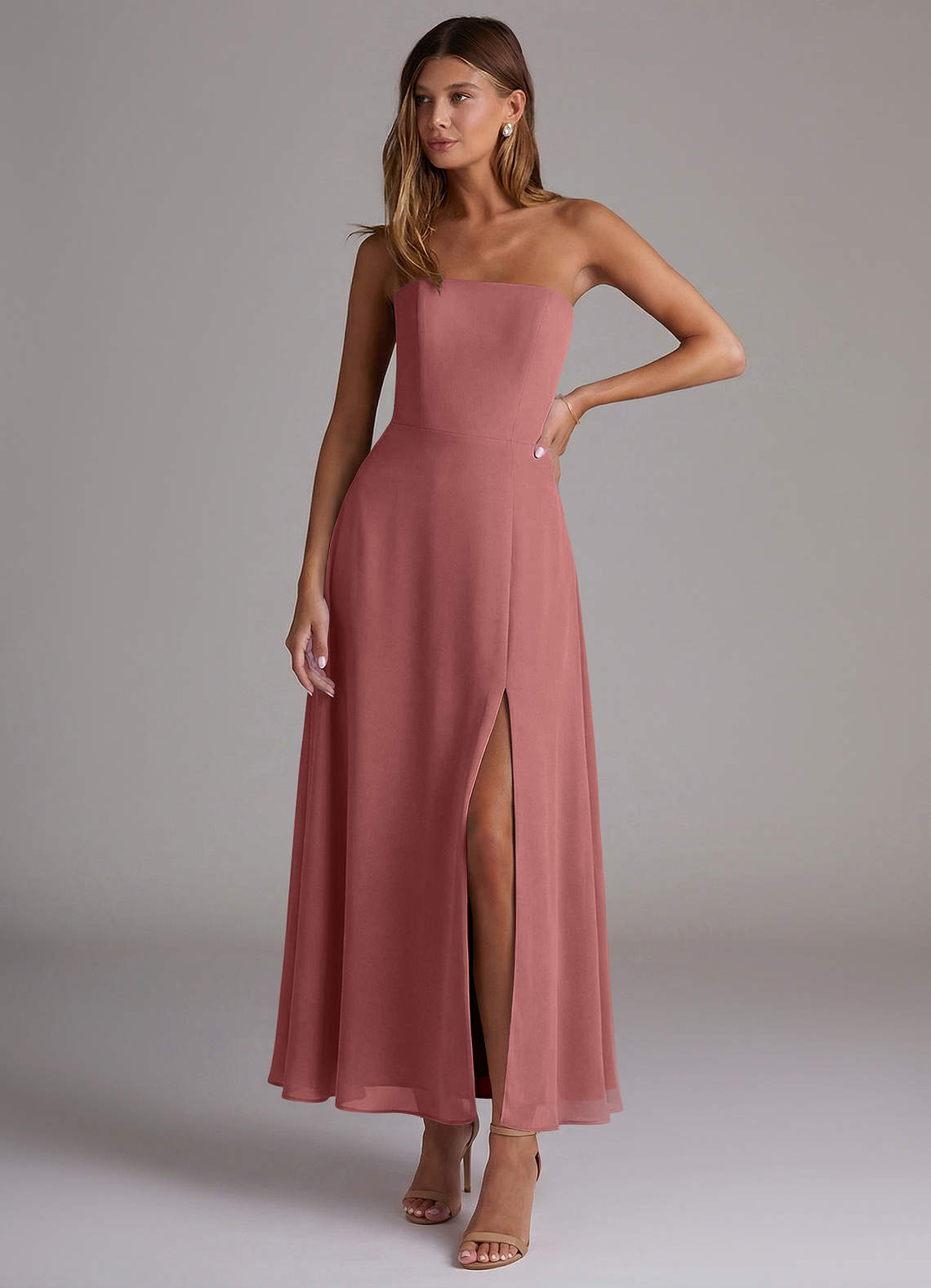 【ローズページ】アウイナイト➂TOPグレード Azazie Wren Ready to Ship Amethyst Chiffon Bridesmaid Dresses