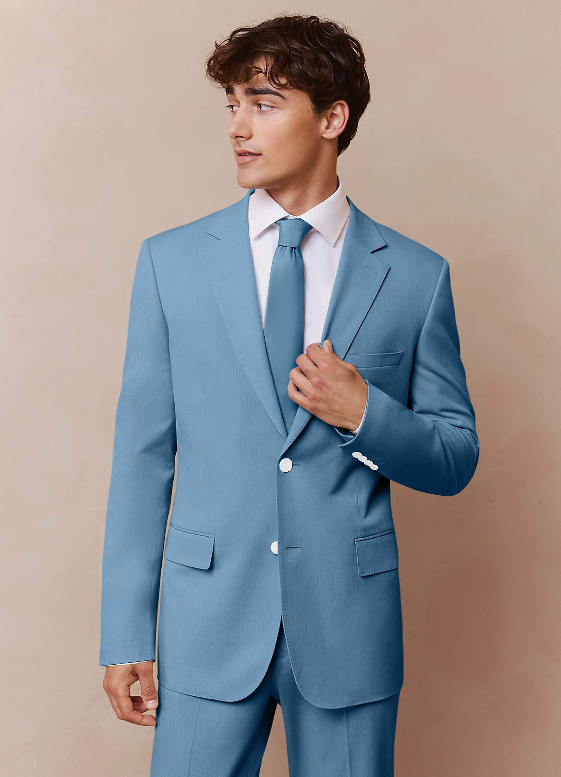 front James Steel Blue Structured Stretch Suit Jacket