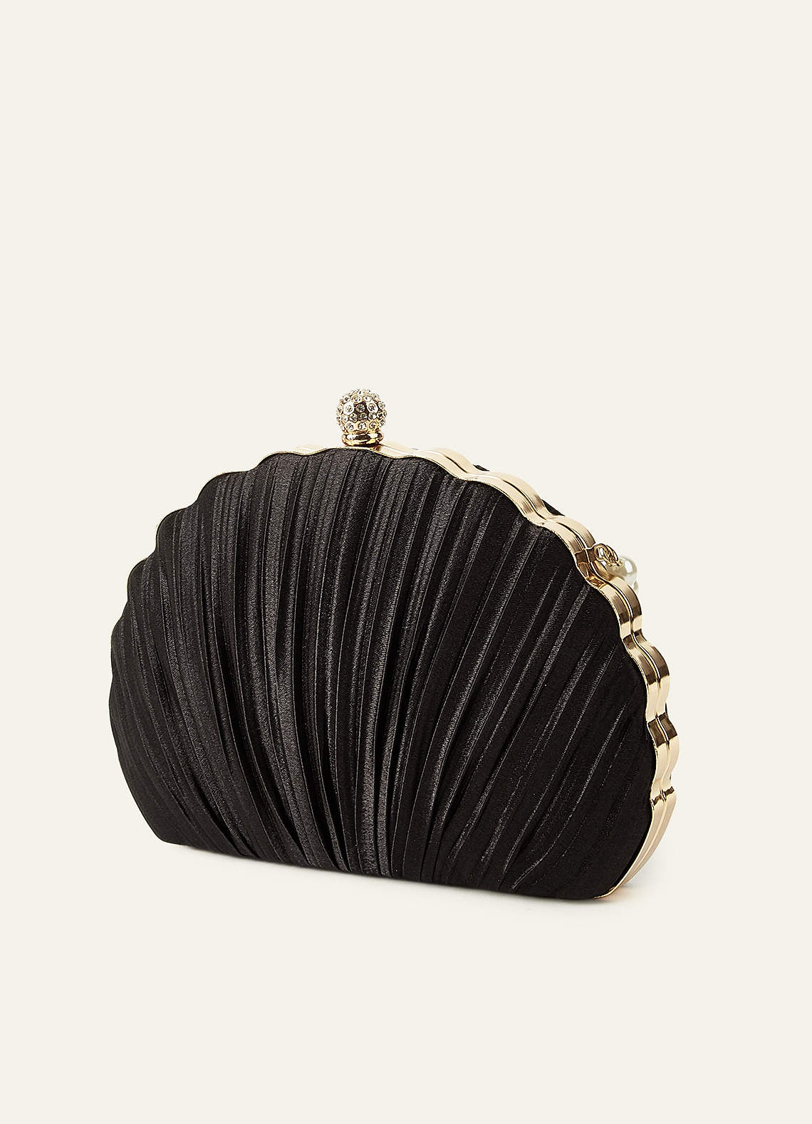 front Shell-Shape Pleated Evening Clutch