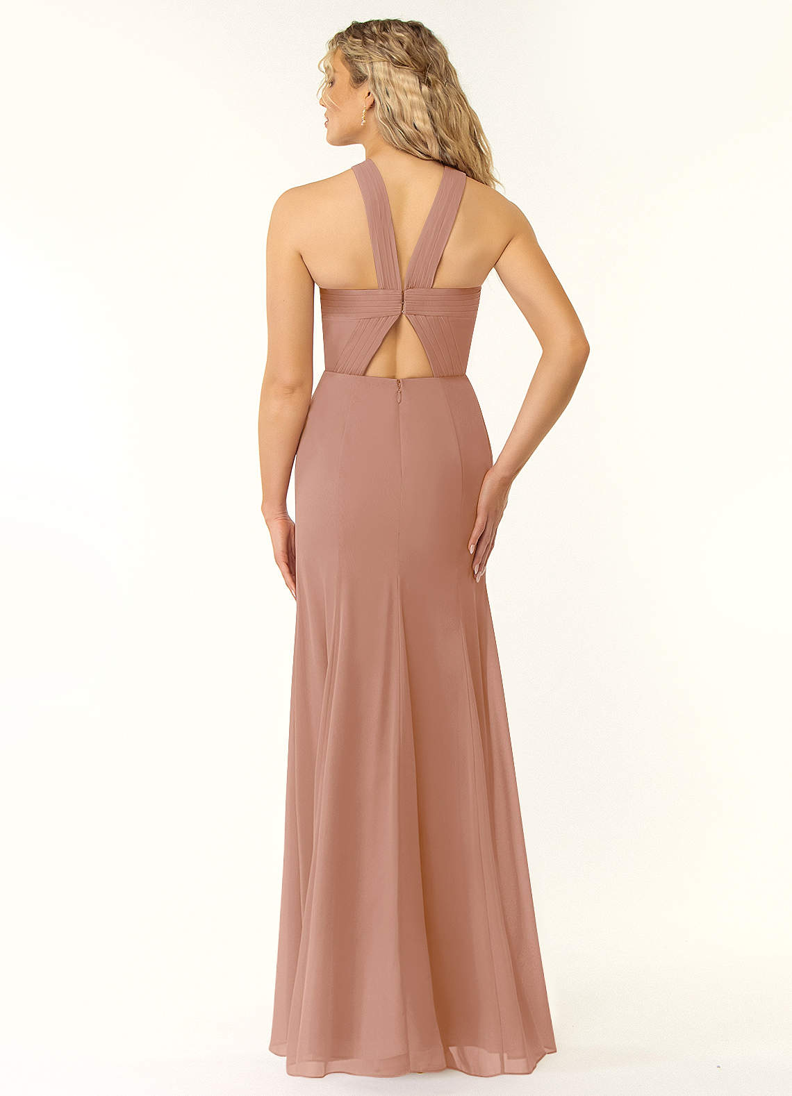 azazie champagne rose dress Azazie Brooke