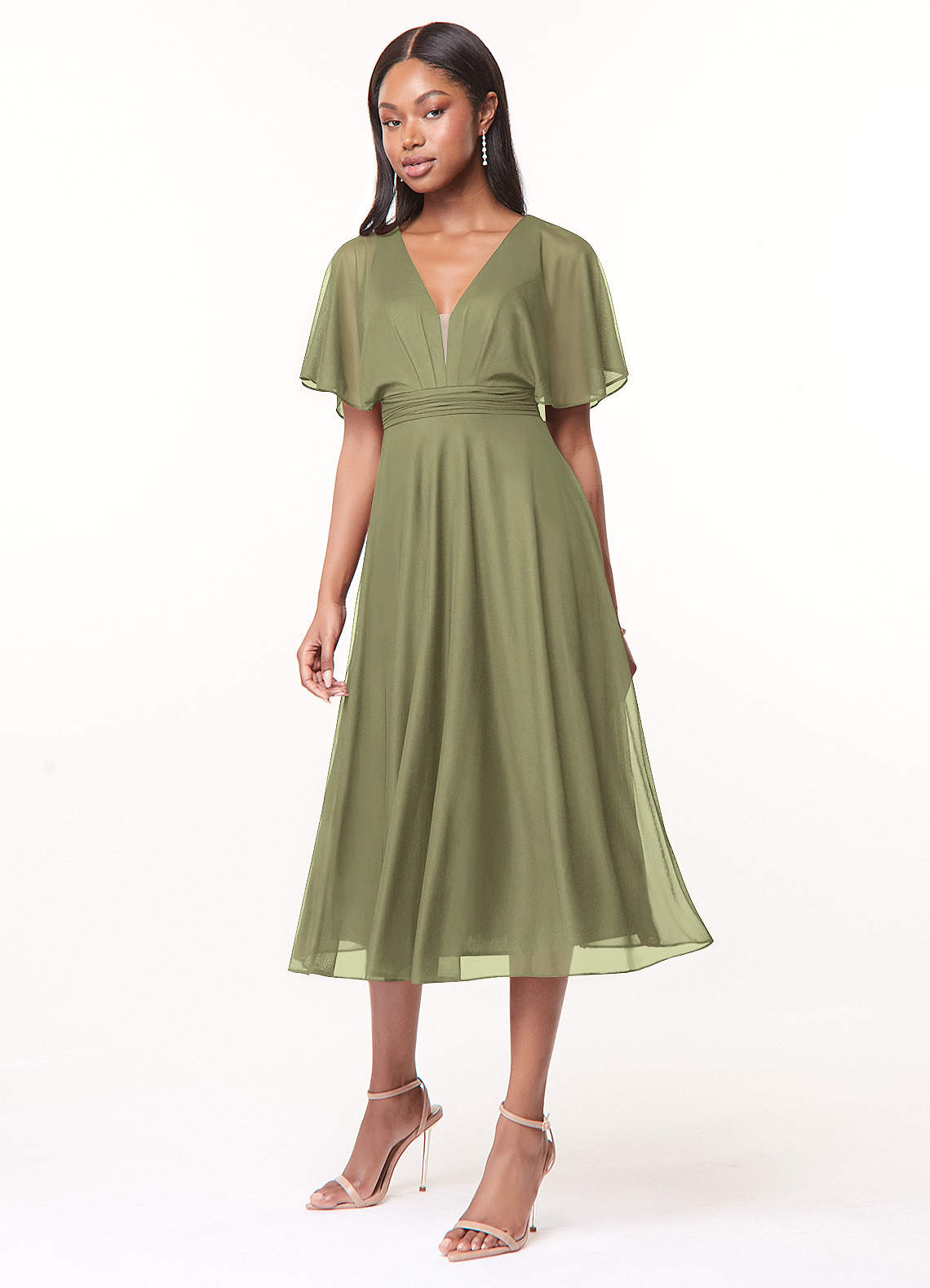Azazie Tinsley At-home Try On Dresses Dusk A-Line Pleated Mesh Dress image2