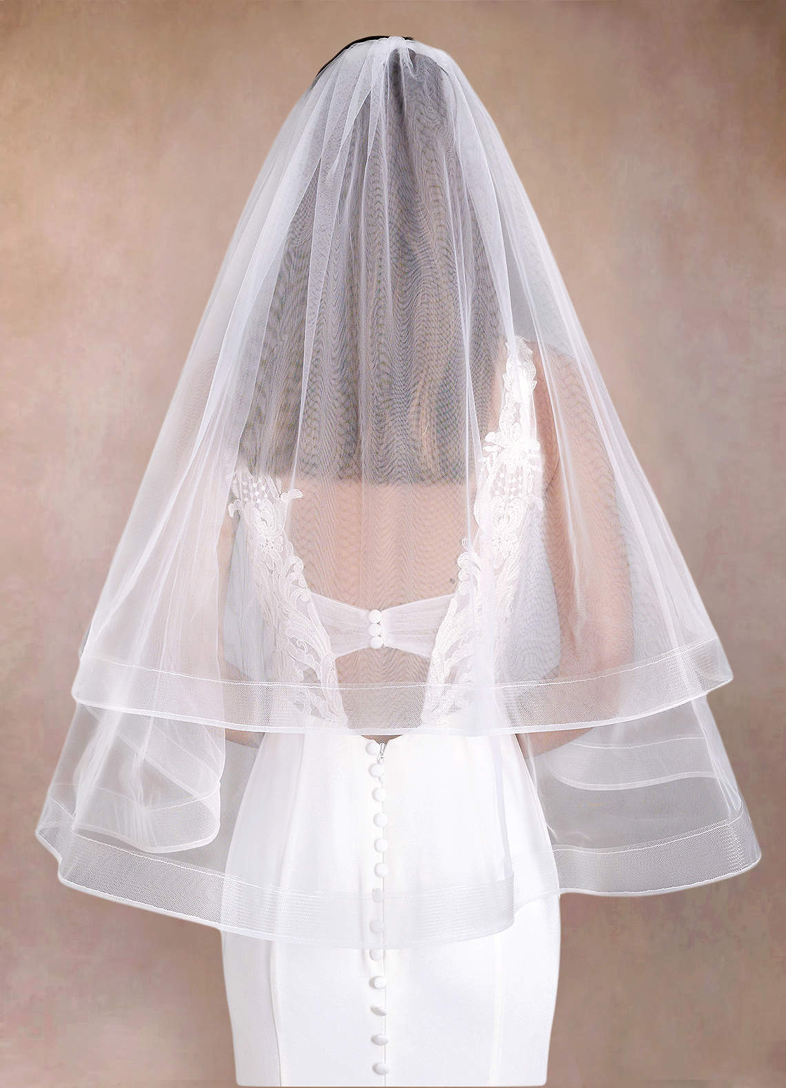 front Richelle Hip Length Veil With Blusher