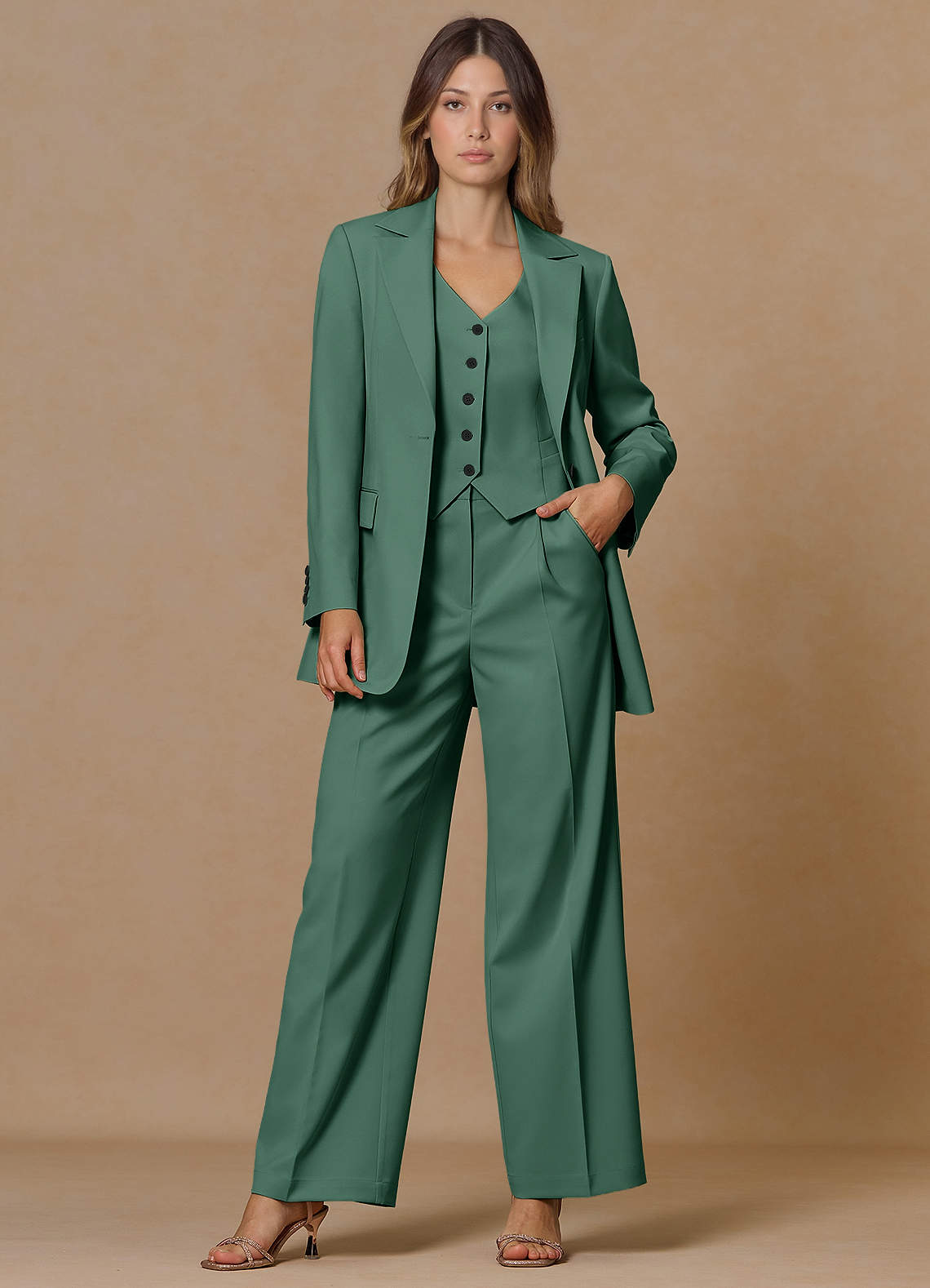 front Rowan Eukalyptus Performance-Blazer mit raffiniertem Webmuster