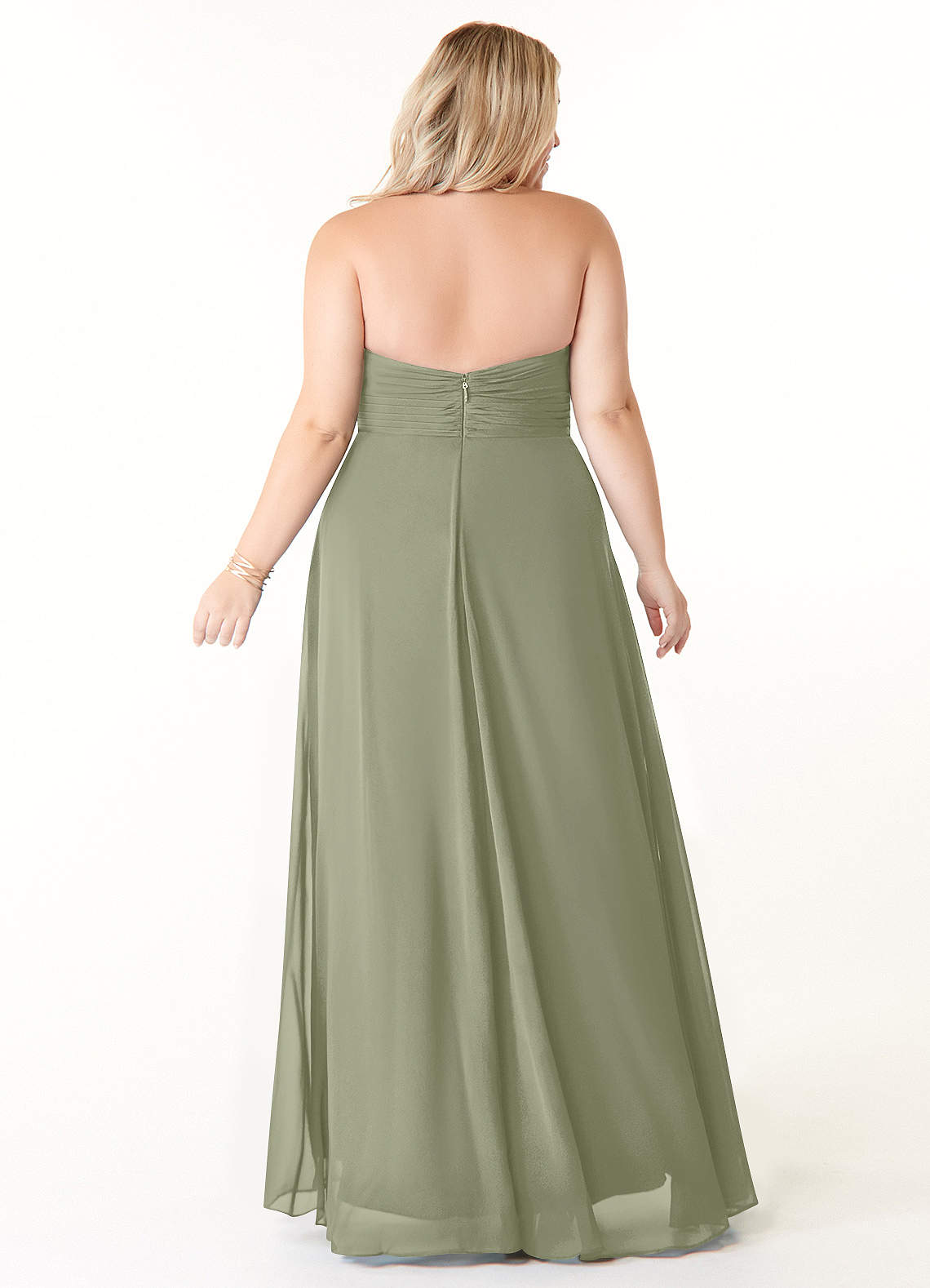 Azazie Tessie Bridesmaid Dresses Pistachio A-Line V-Neck Pleated Chiffon Dress image6