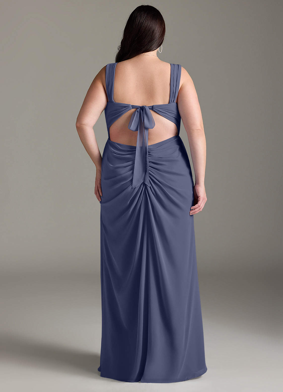 Azazie Jesaphine Bridesmaid Dresses Stormy Sheath Bow Chiffon Dress image8