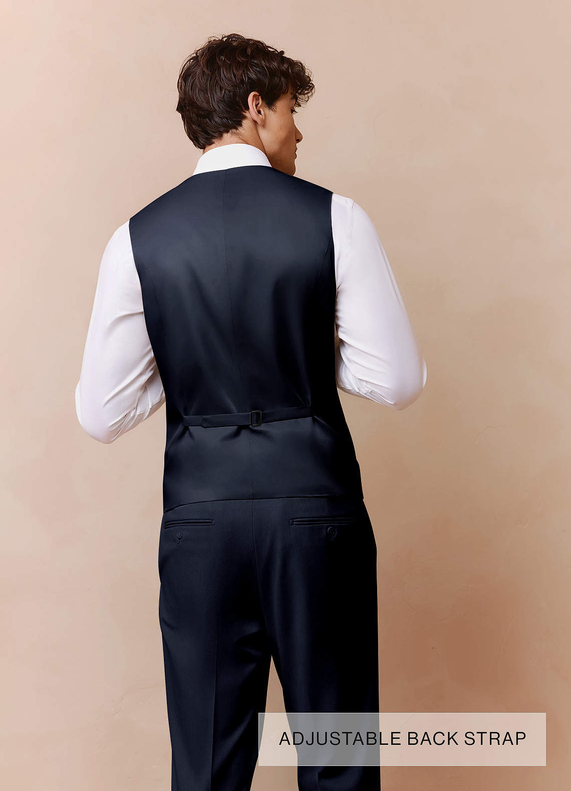 front Savile Navy Blue Wool Blend 3-Piece Suit