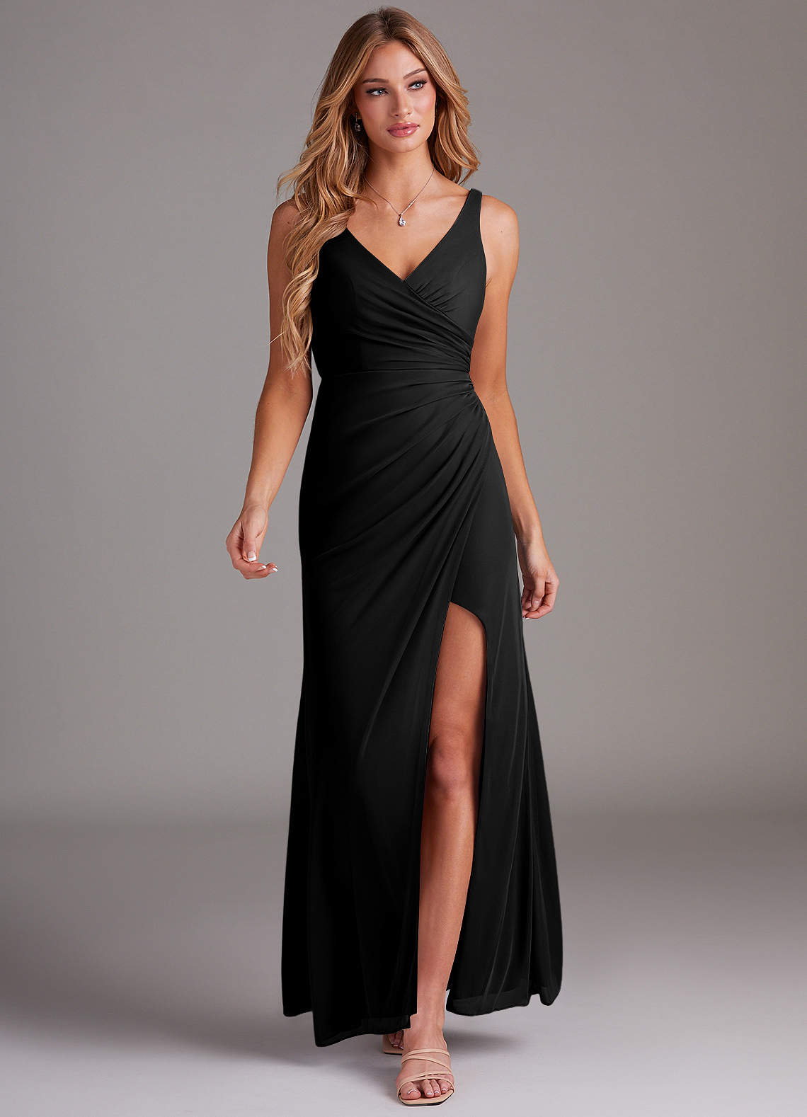 Azazie Leandra Black Mesh Bridesmaid Dresses | Azazie