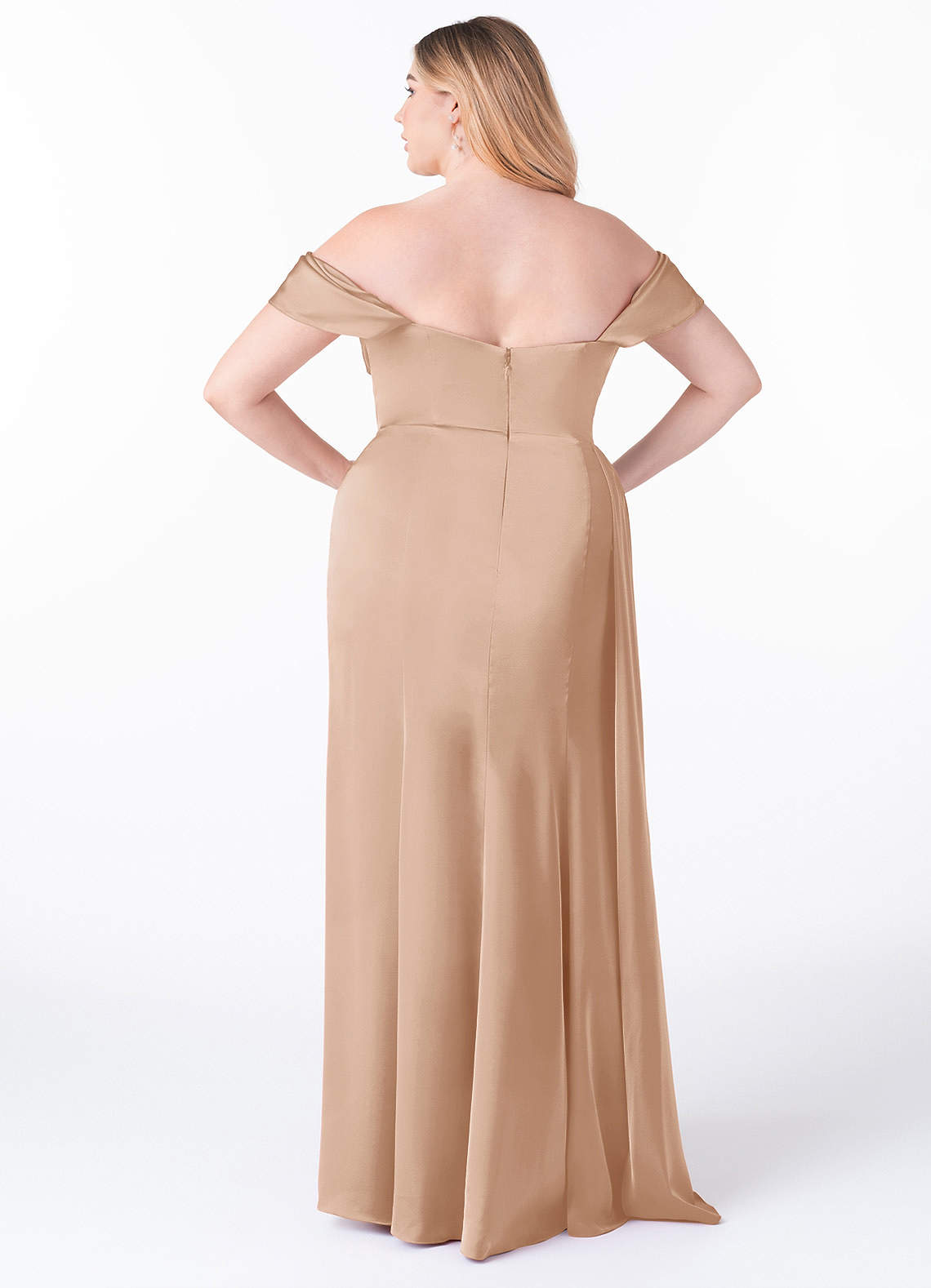 Azazie Amyra Bridesmaid Dresses English Rose Mermaid Off the Shoulder Stretch Satin Convertible Dress image10