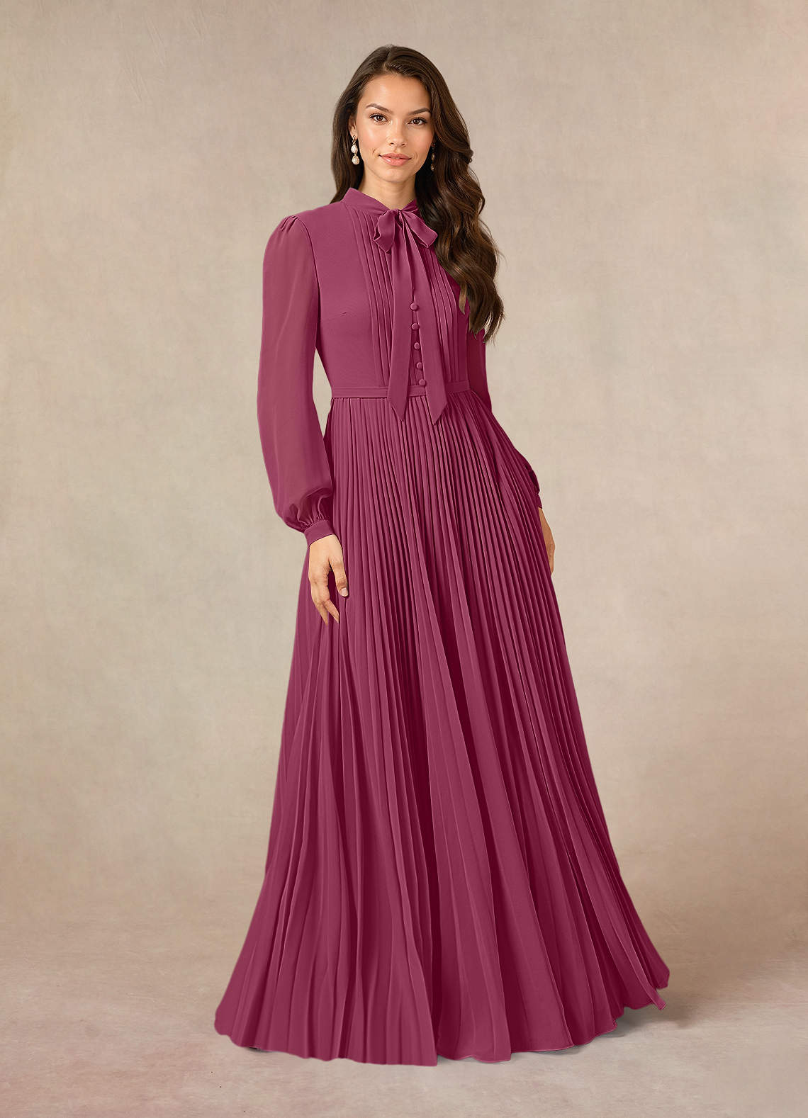 Azazie Adellah Mother of the Bride Dresses Mulberry A-Line Pleated Chiffon Dress image1