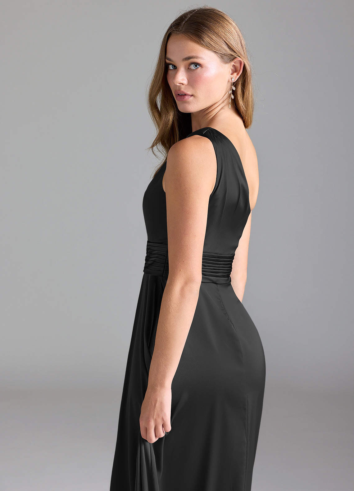 Azazie Dallas Black Stretch Satin Bridesmaid Dresses | Azazie