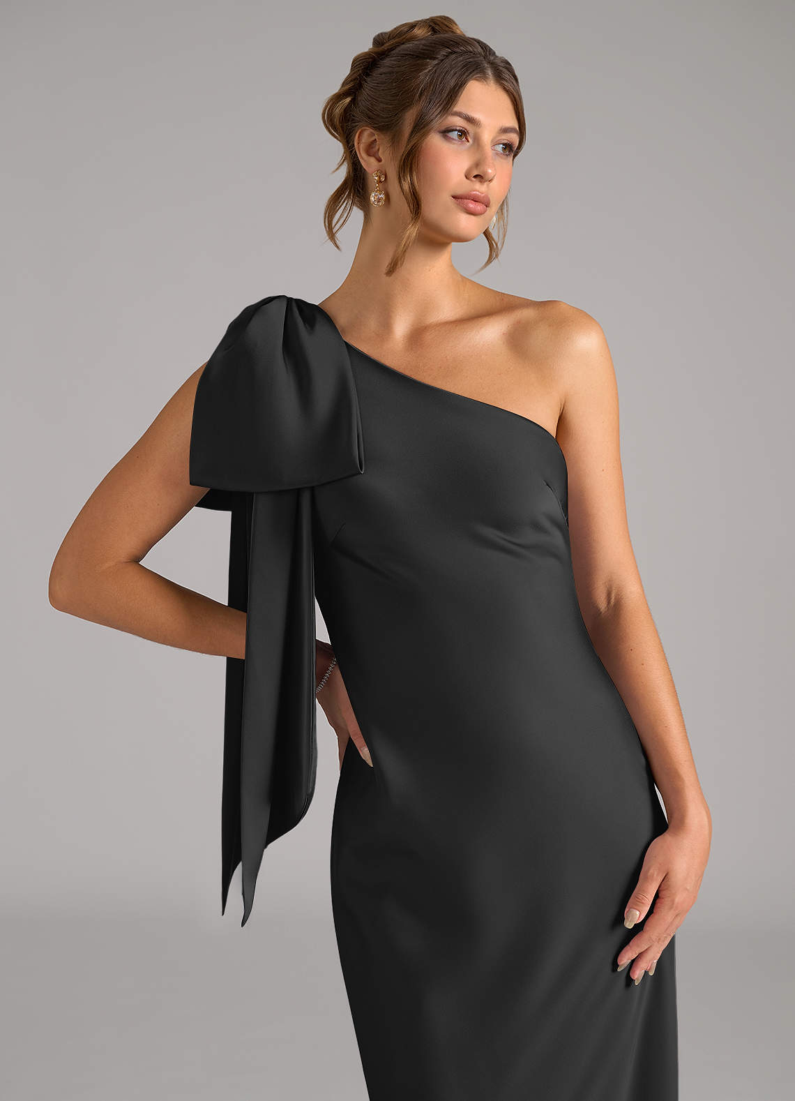 Azazie Mermaid One-Shoulder Floor-Length Stretch Satin Bridesmaid Dresses
