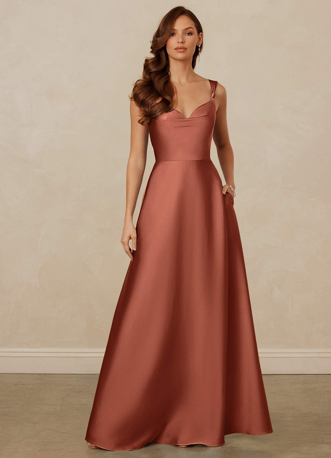 Christian Siriano Bridal for Azazie 1001 Bridesmaid Dresses Clay A-Line Sweetheart Neckline Stretch Satin Dress image1
