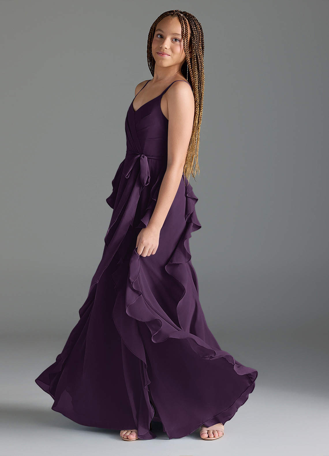 plum junior bridesmaid dresses Plum Dark Purple Pick Up Wedding Flower Girl Jr. Bridesmaid Party Princess Dress