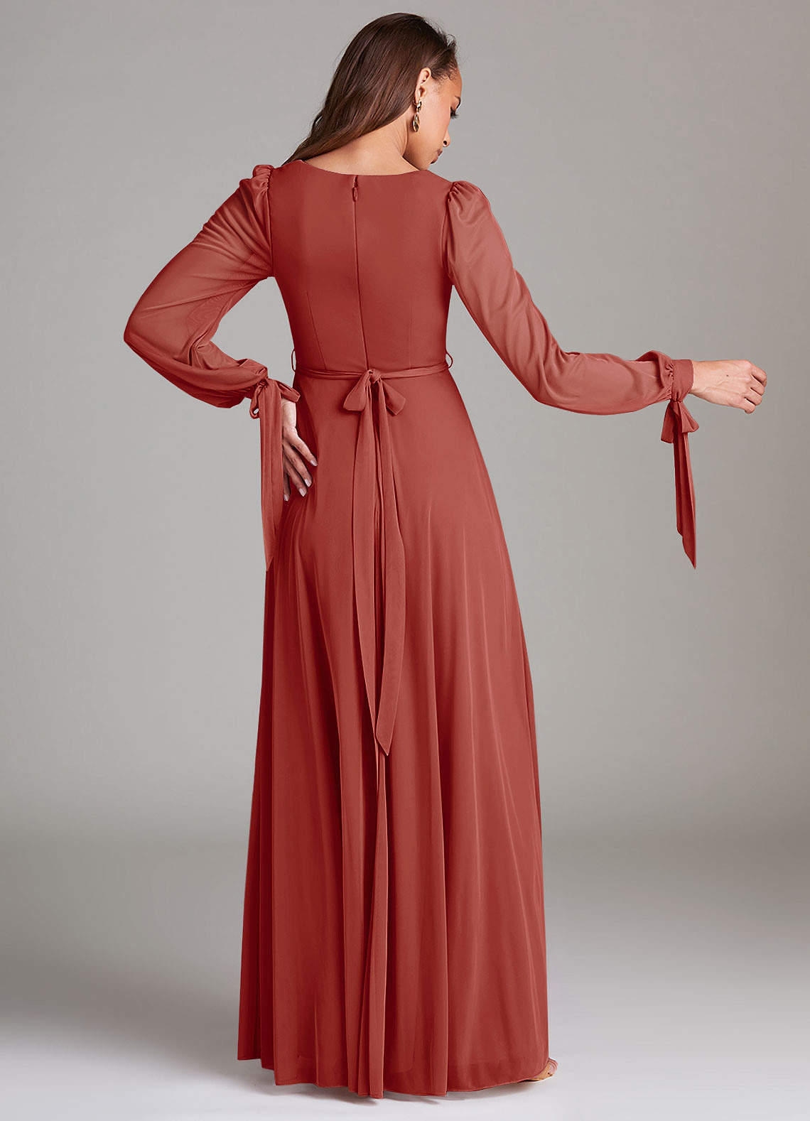 Azazie Leonia Ready to Ship Terracotta Mesh Bridesmaid Dresses | Azazie