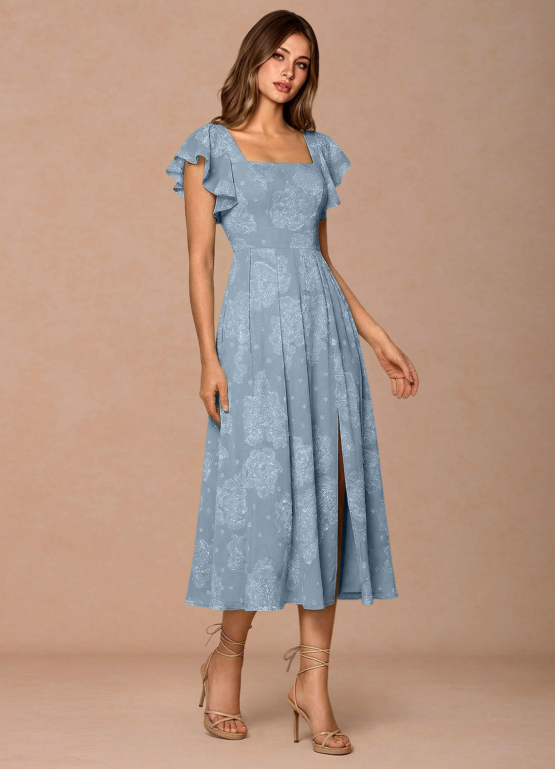 Talia Powder Blue Midi Dress | Azazie