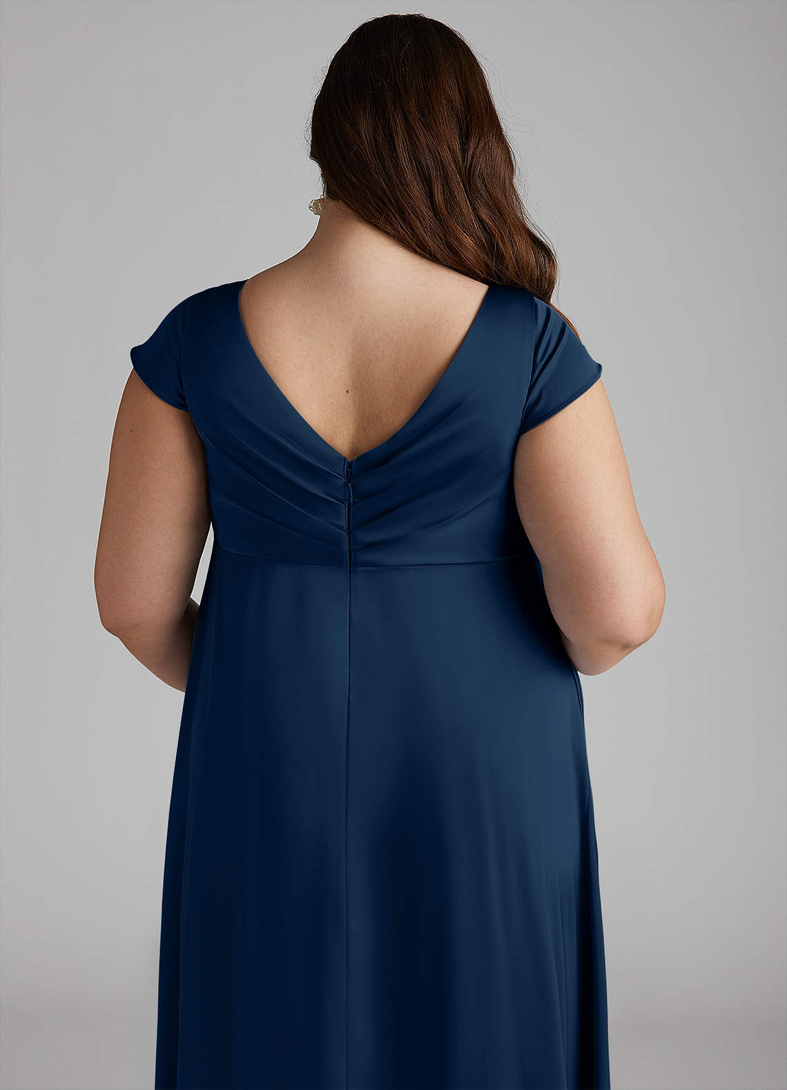 Azazie Allessia vestidos de dama de honor de maternidad Vestido de Corte en A Plisado Hasta el suelo Satén Elástico image11