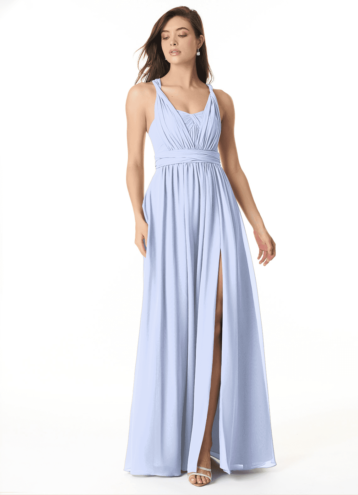 Azazie Olani Bridesmaid Dresses Ice A-Line Off the Shoulder Chiffon Convertible Dress image1