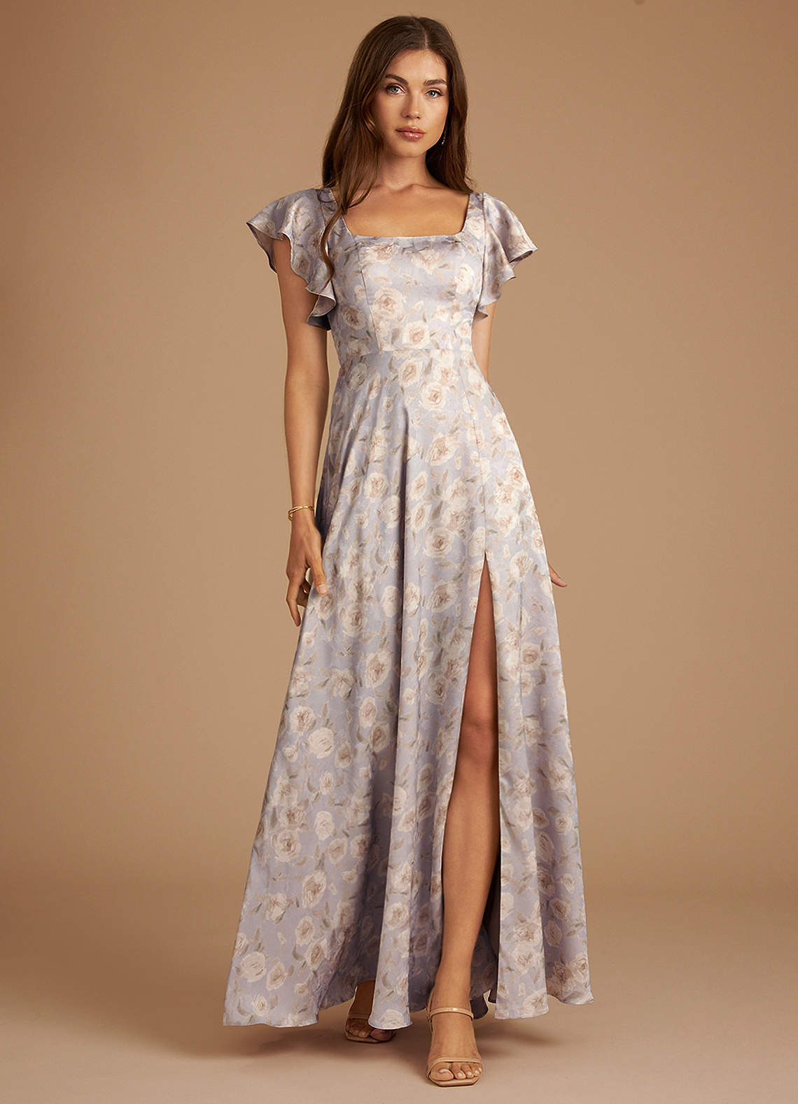 Azazie Bondi Bridesmaid Dresses Lilac Dreamy FLoral A-Line Ruched Dreamy Floral Dress image1